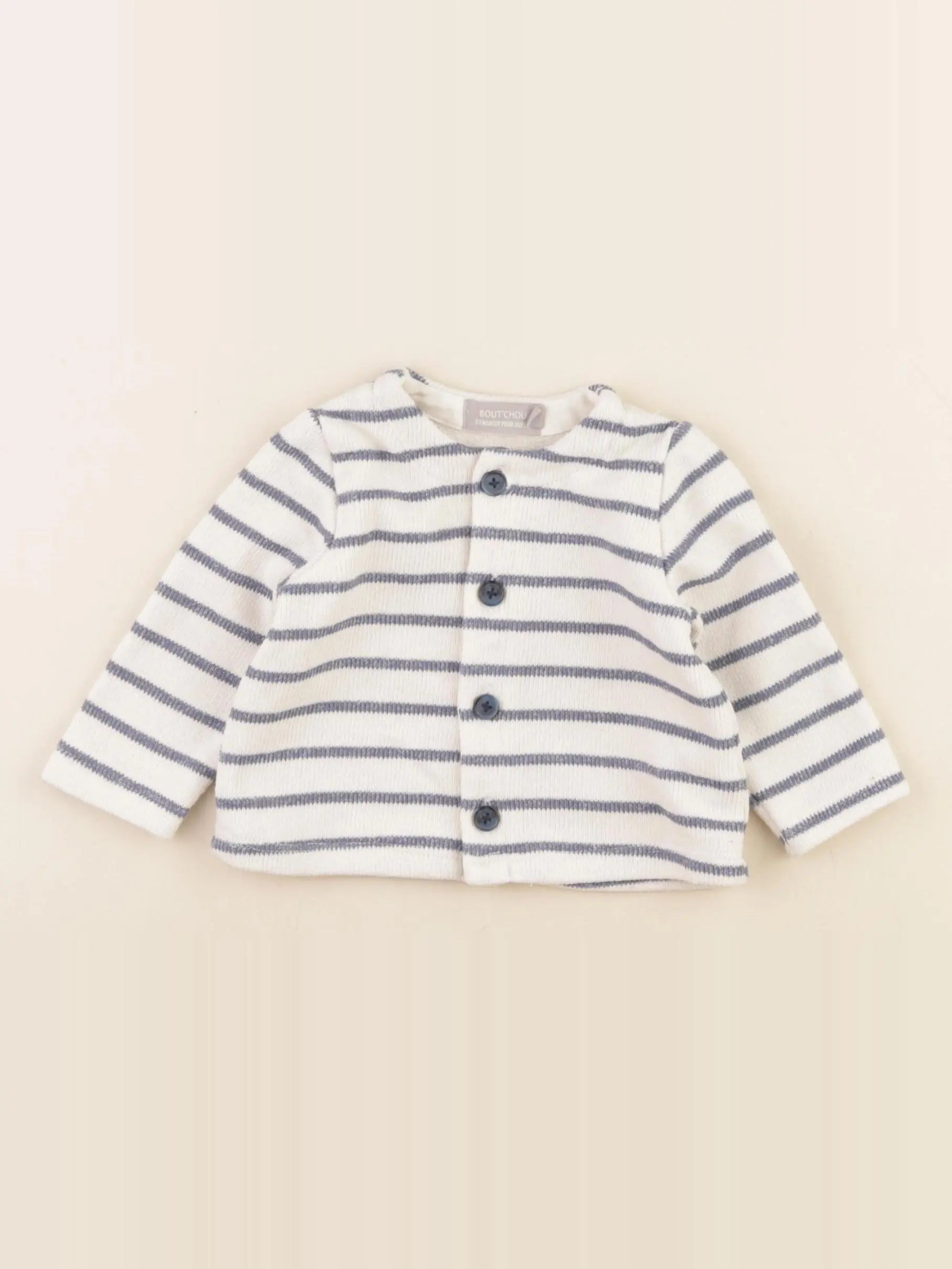 Boutchou - gilet blanc, bleu - 3 mois