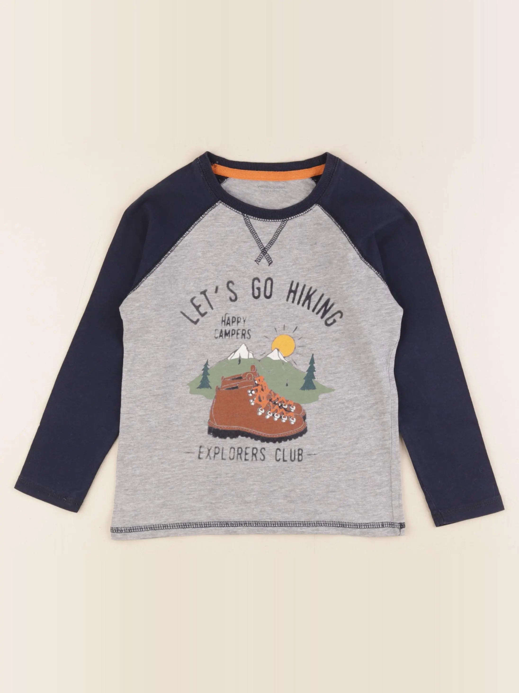 Vertbaudet - tee-shirt bleu, gris - 5 ans