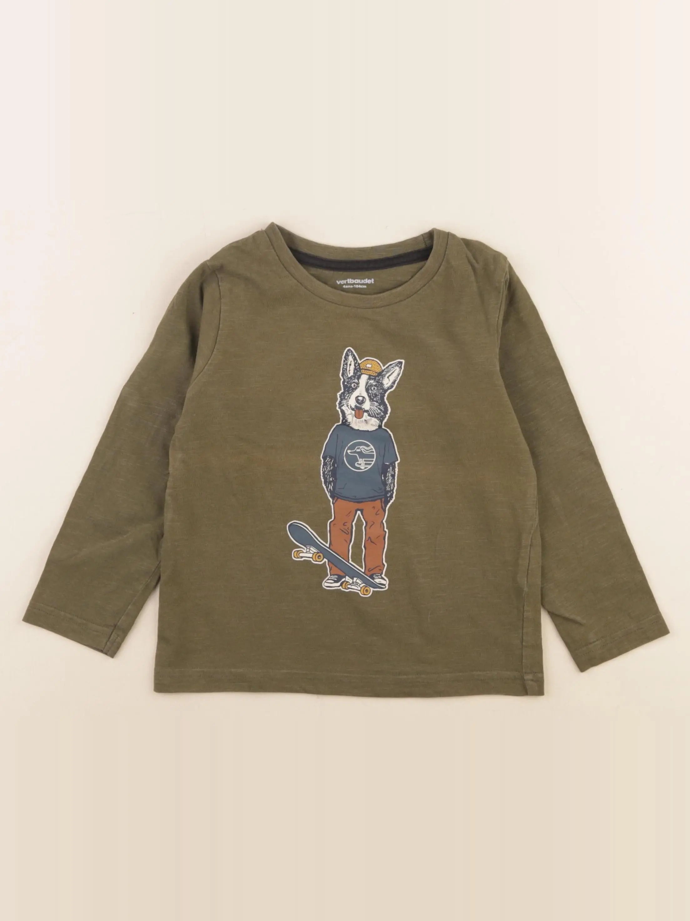 Vertbaudet - tee-shirt vert - 4 ans