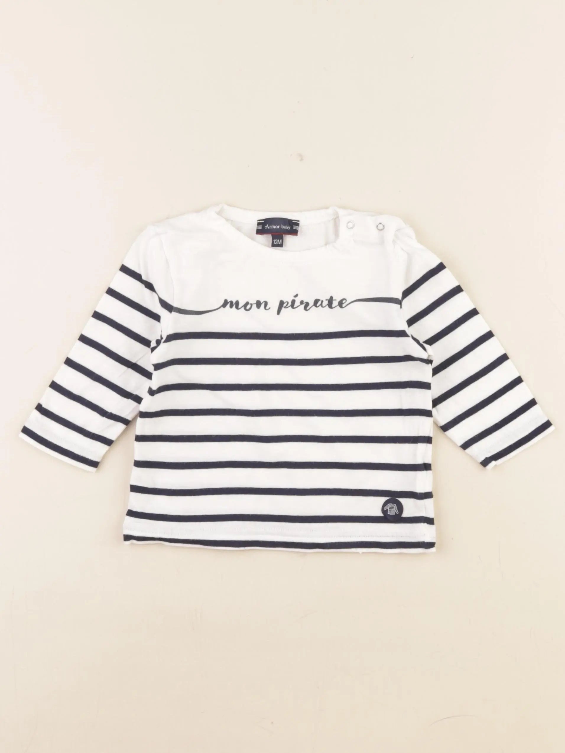 Armor Lux - tee-shirt blanc, bleu - 12 mois