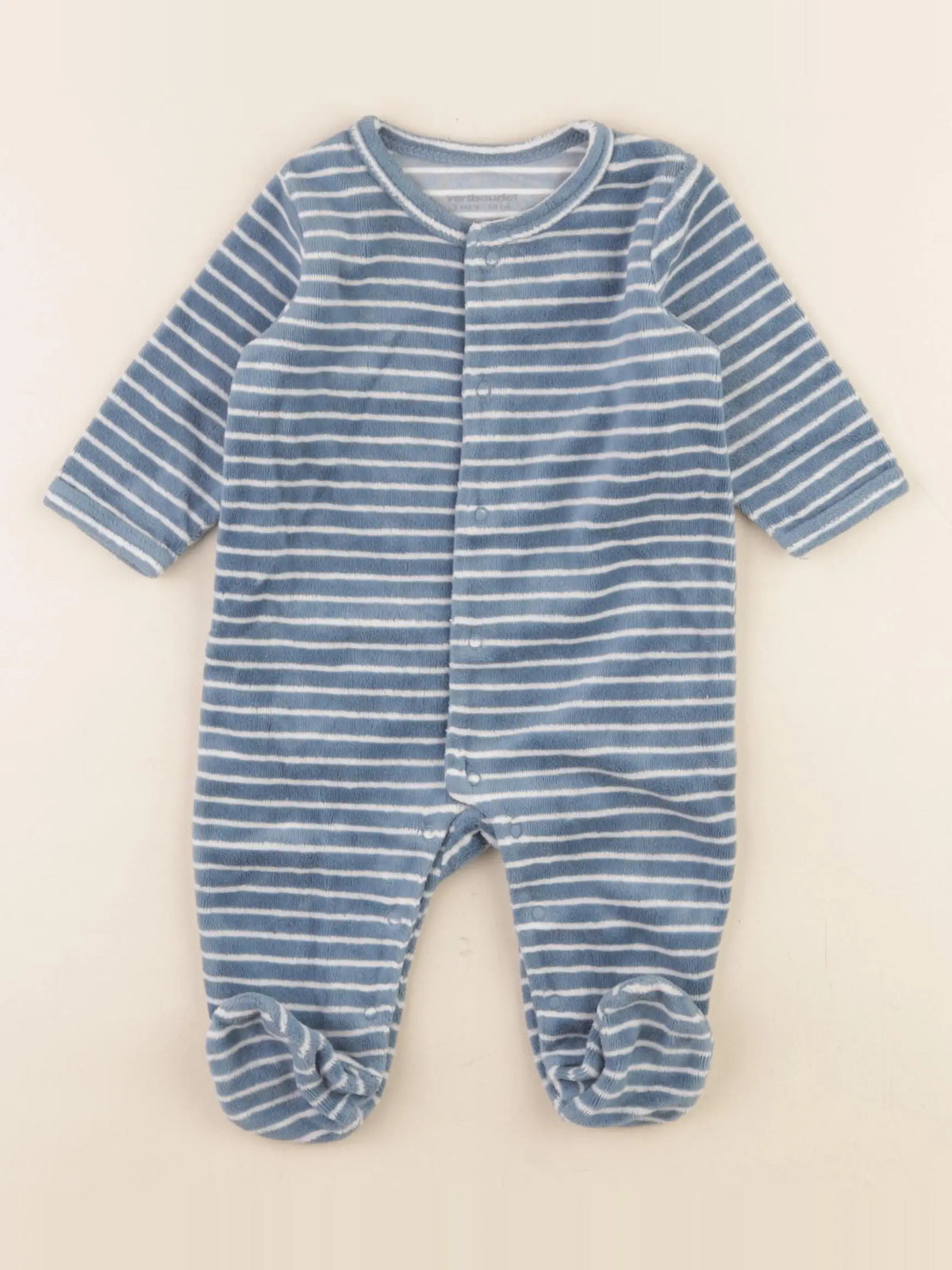 Vertbaudet - pyjama velours bleu - 3 mois