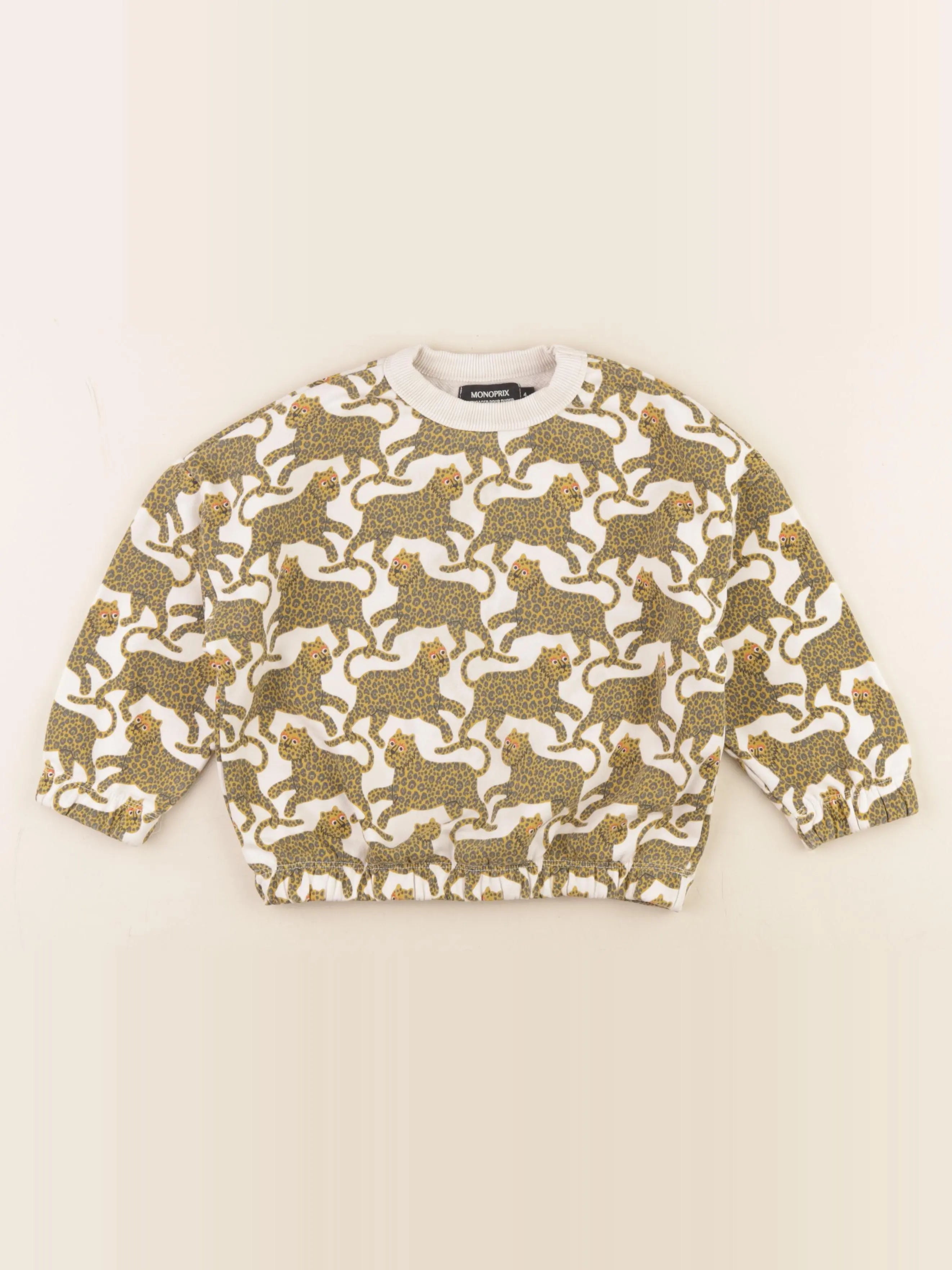 Monoprix - sweat beige - 4 ans