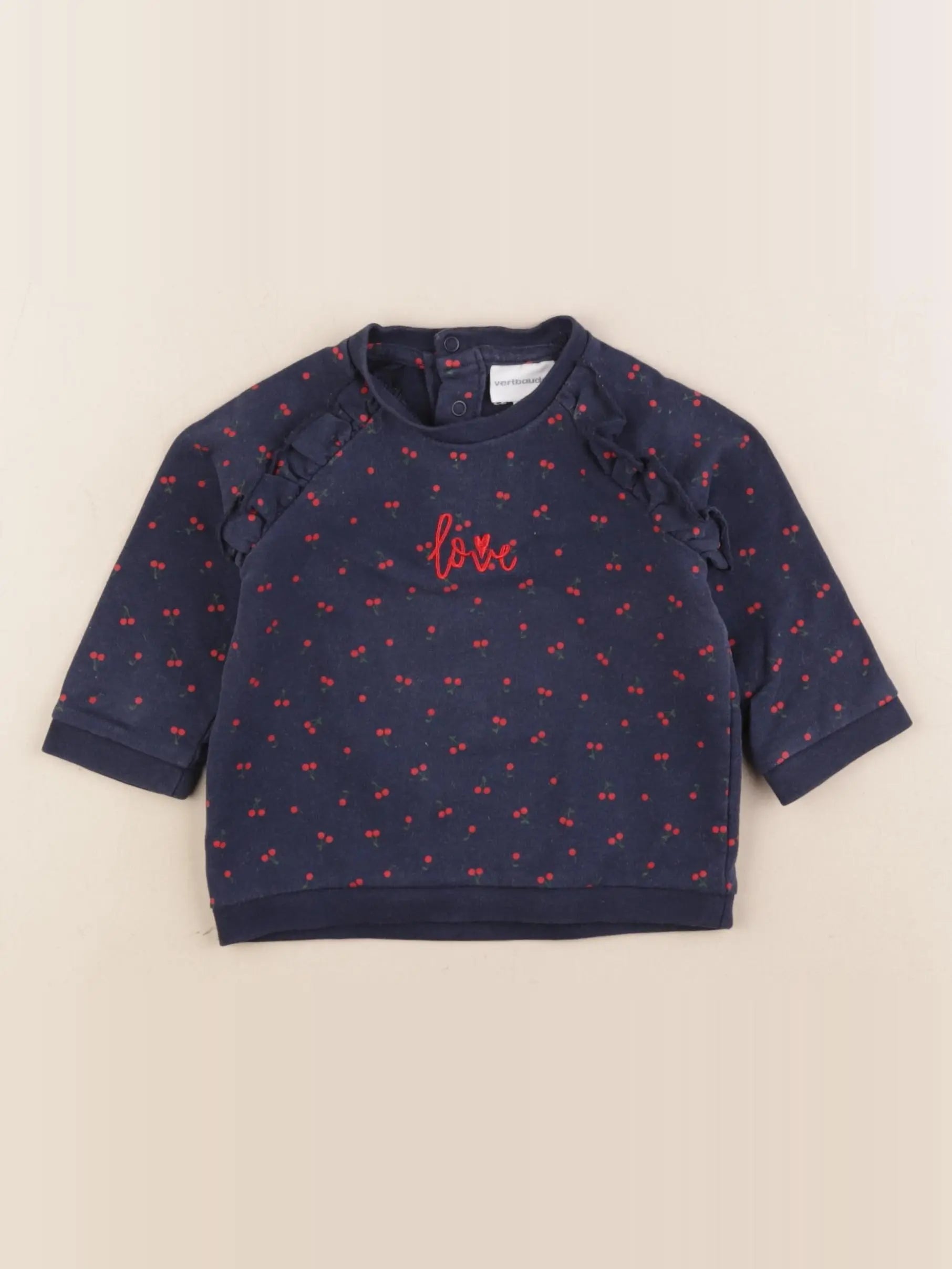 Vertbaudet - sweat bleu - 9 mois