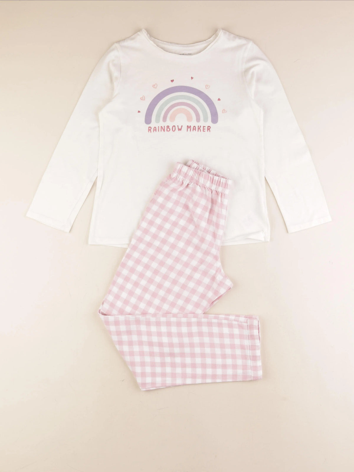 Vertbaudet - pyjama coton blanc, rose - 10 ans