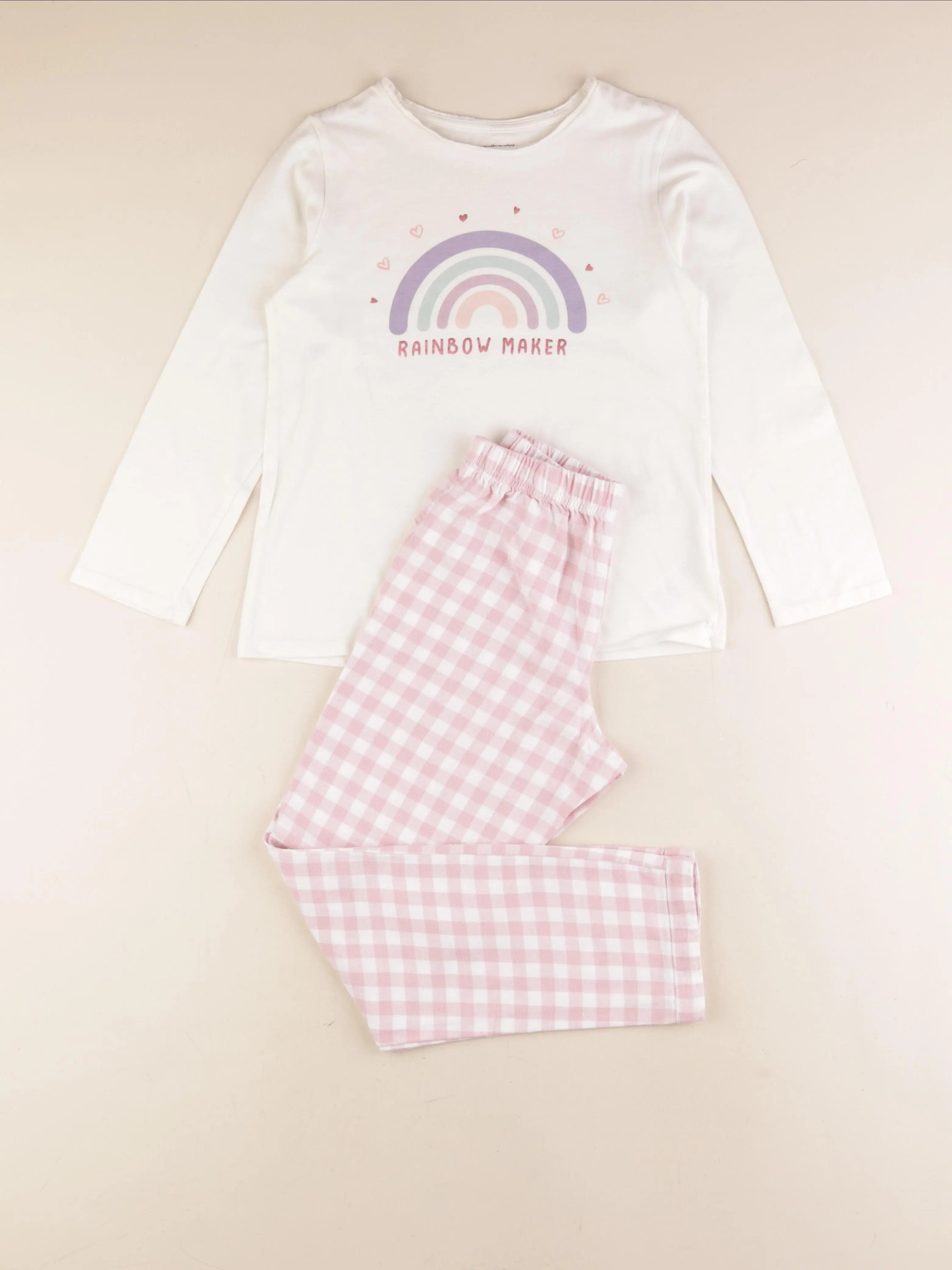 Vertbaudet - pyjama coton blanc, rose - 10 ans