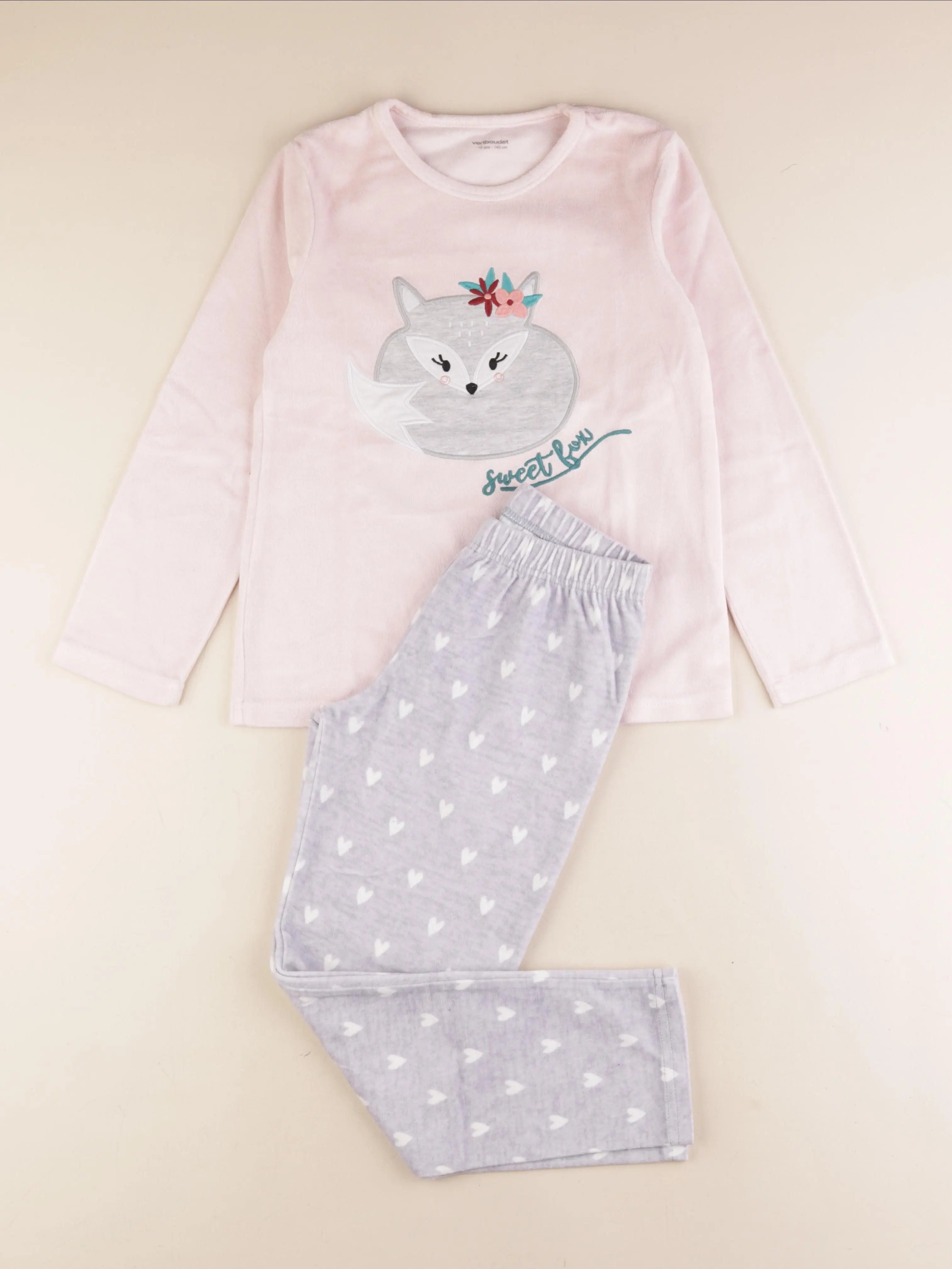 Vertbaudet - pyjama velours multicolore - 10 ans