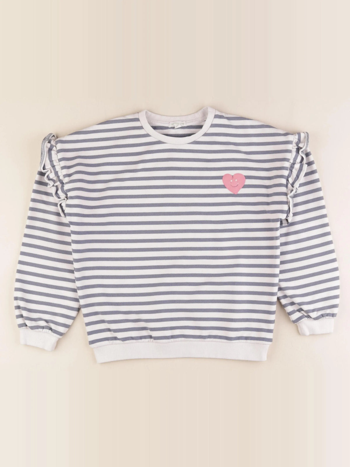 Vertbaudet - sweat blanc, bleu - 10 ans