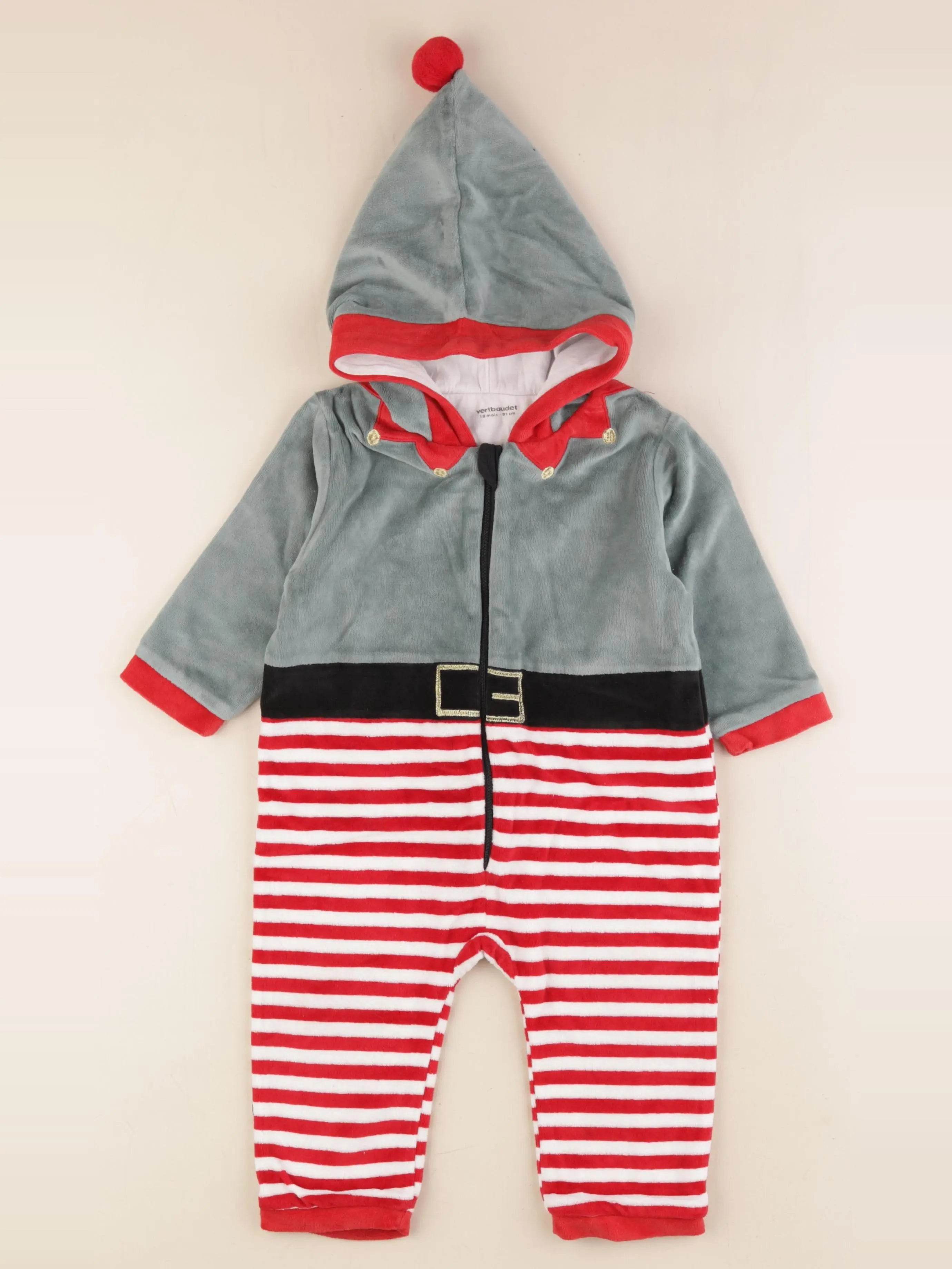 Vertbaudet - sur-pyjama rouge, vert - 18 mois