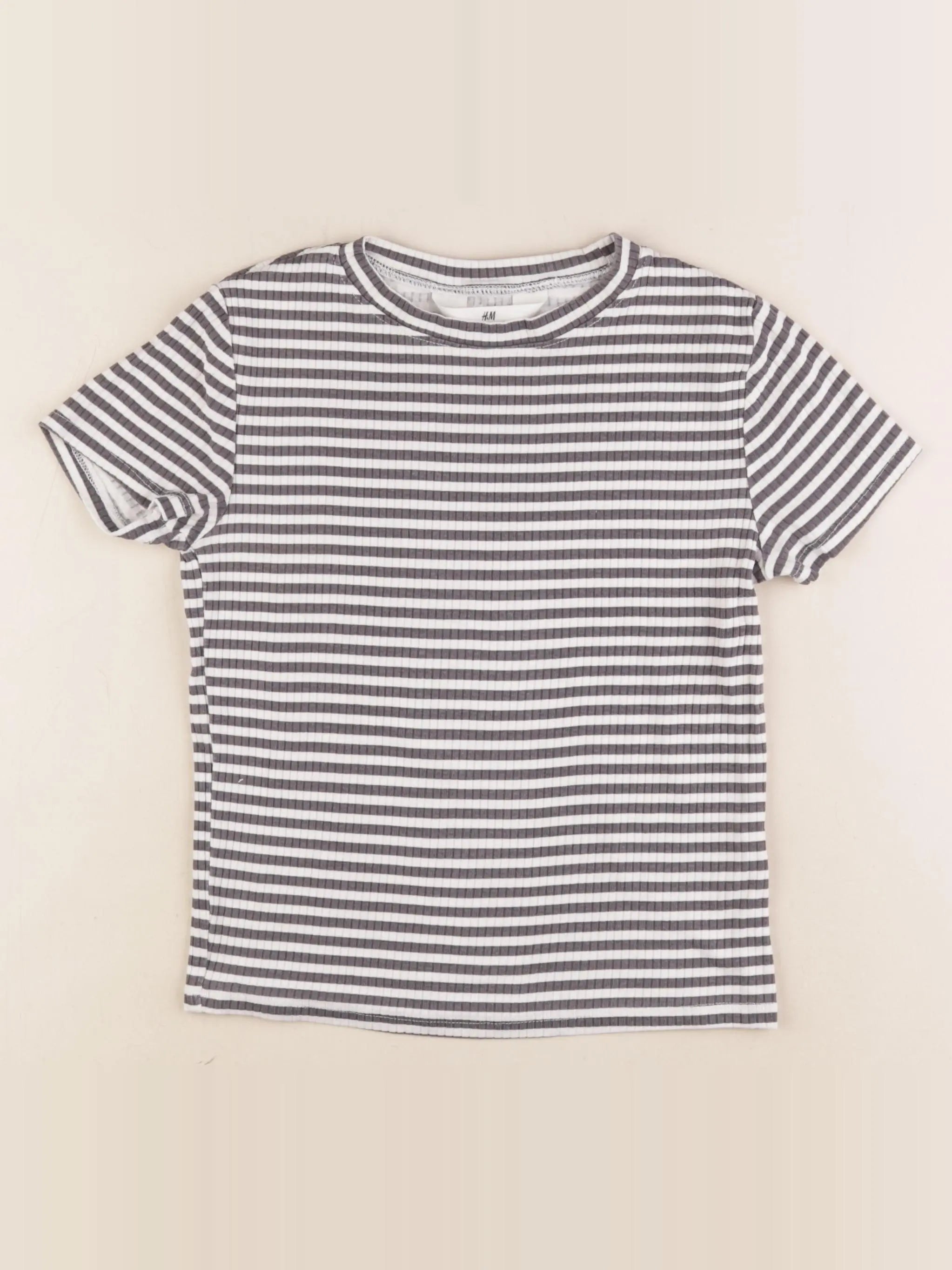 H&M - tee-shirt blanc, gris - 10/12 ans