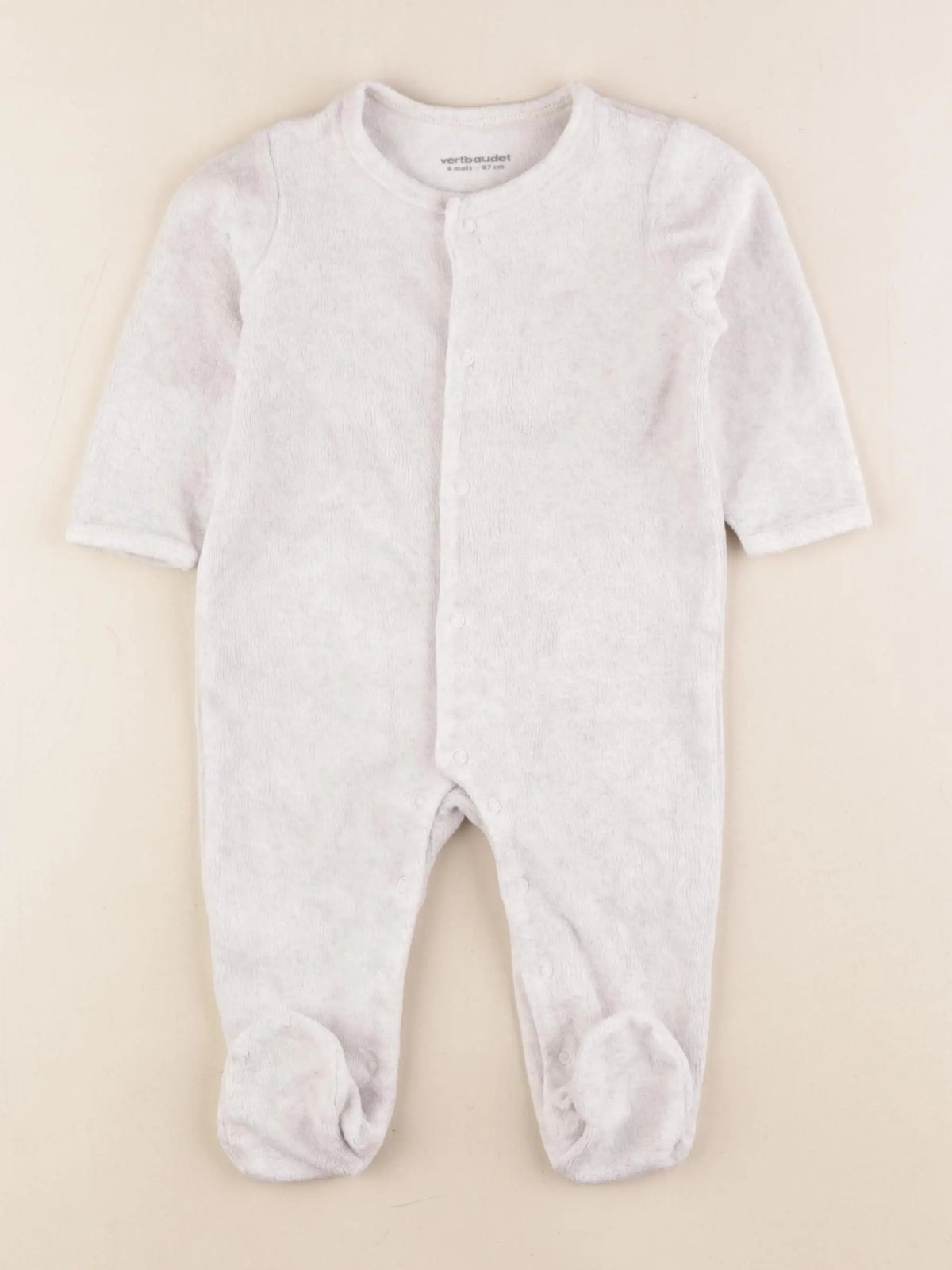 Vertbaudet - pyjama velours beige - 6 mois