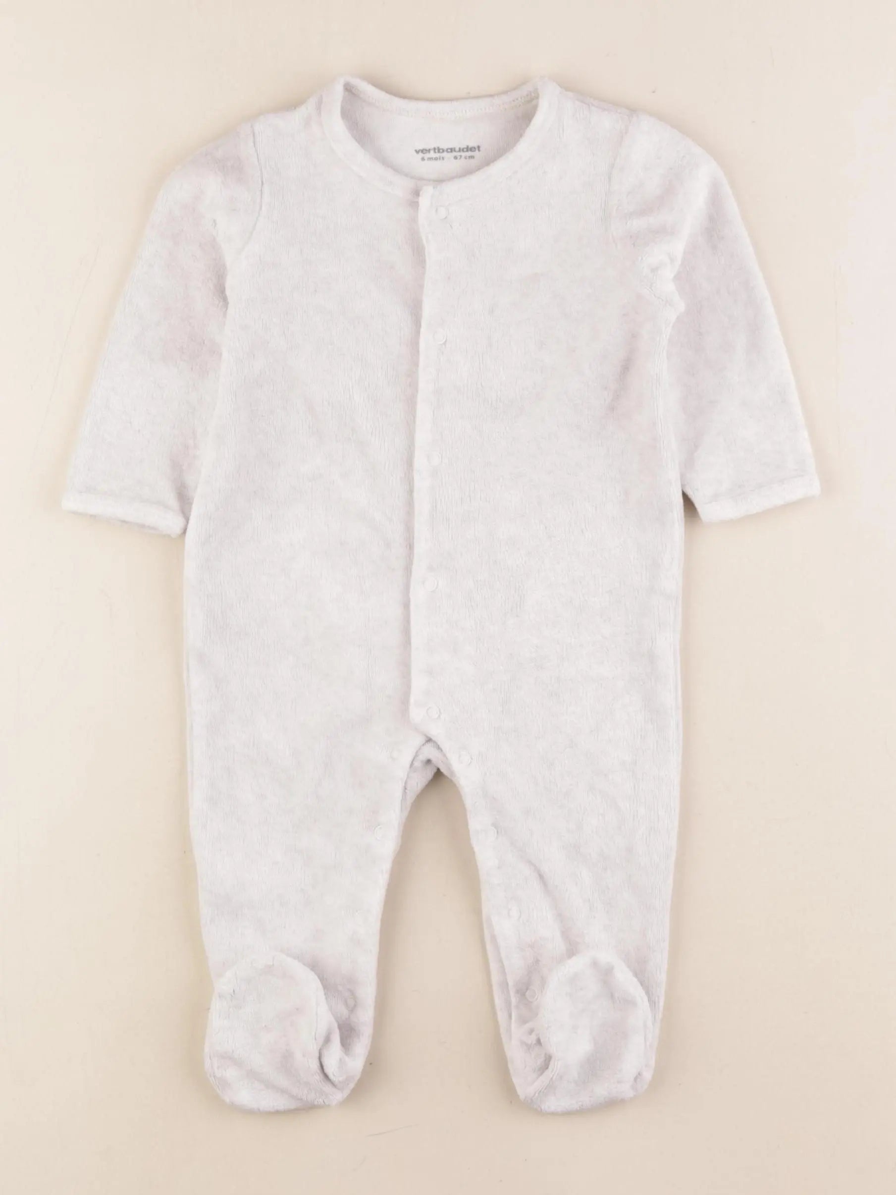 Vertbaudet - pyjama velours beige - 6 mois