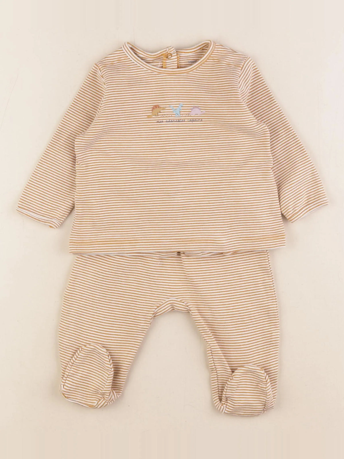 Vertbaudet - pyjama coton blanc, jaune - 6 mois