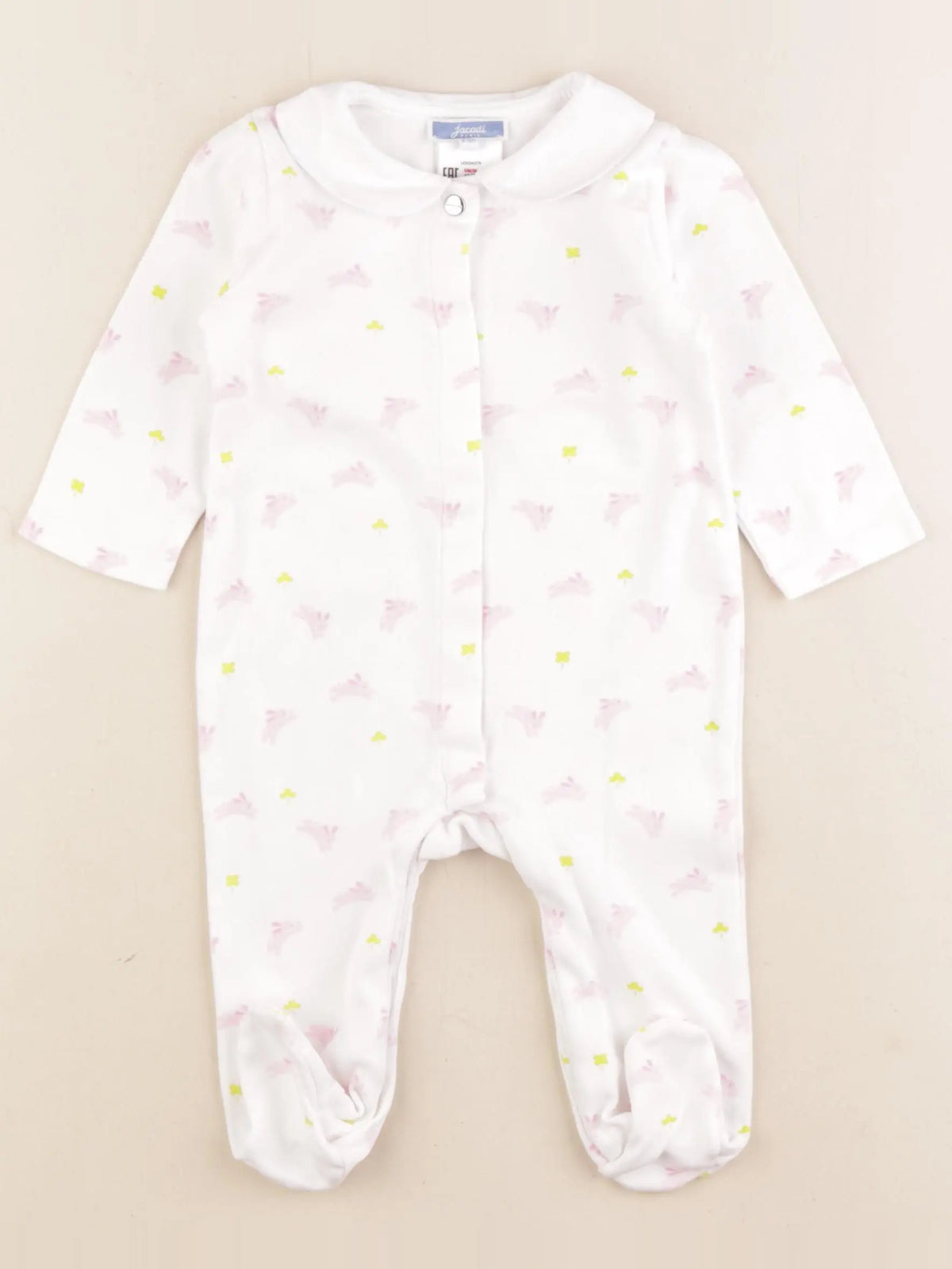 Jacadi - pyjama coton blanc, rose - 6 mois