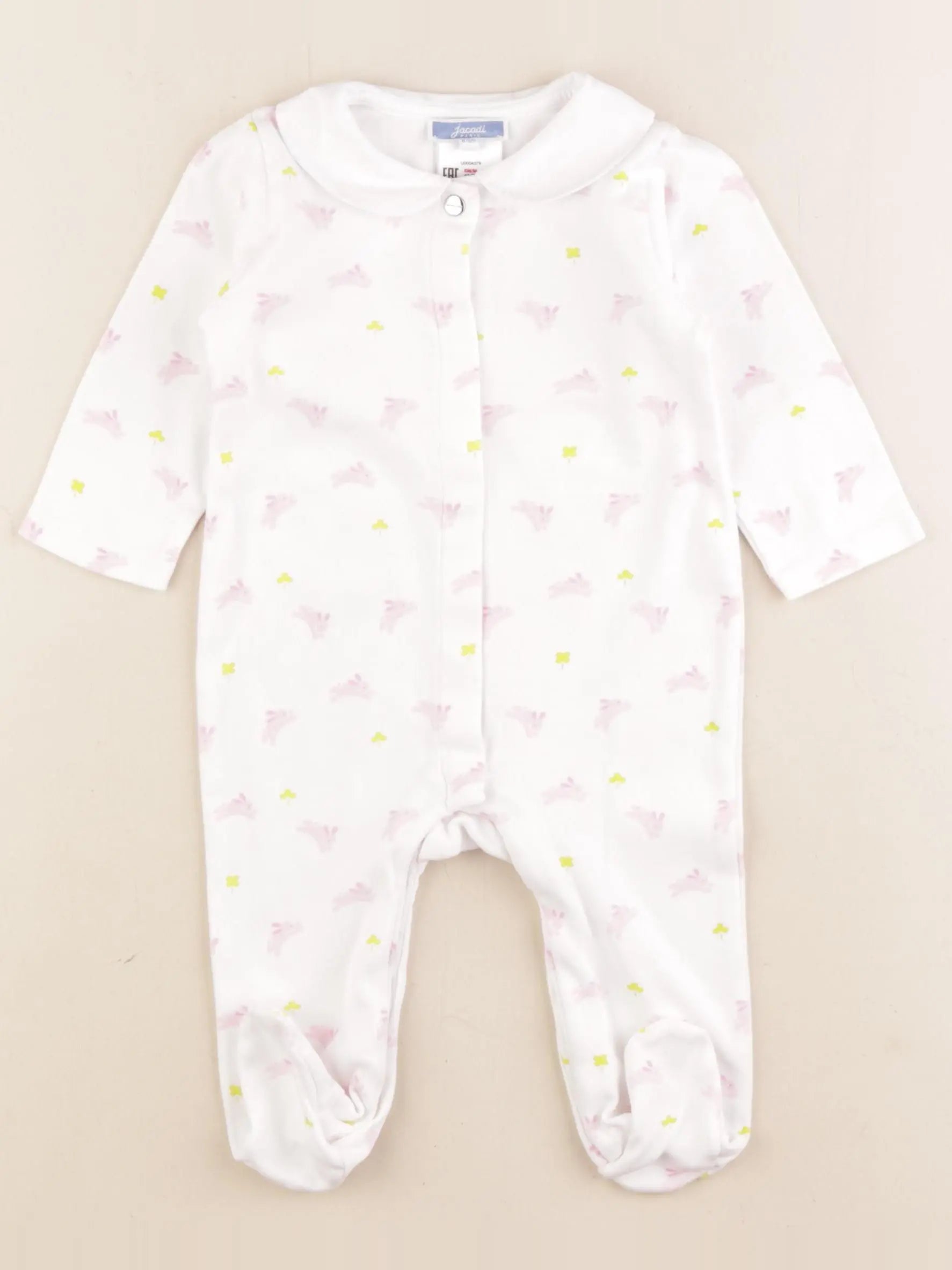 Jacadi - pyjama coton blanc, rose - 6 mois