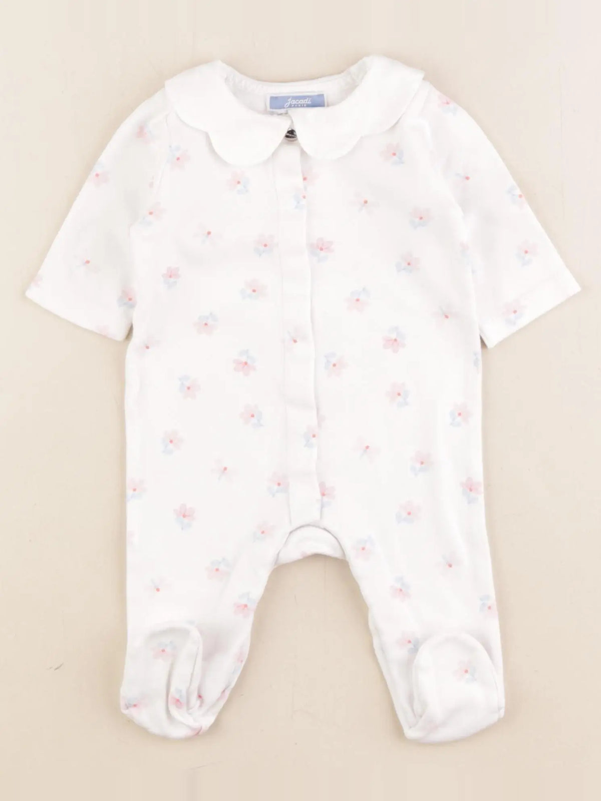 Jacadi - pyjama coton blanc, rose - 3 mois