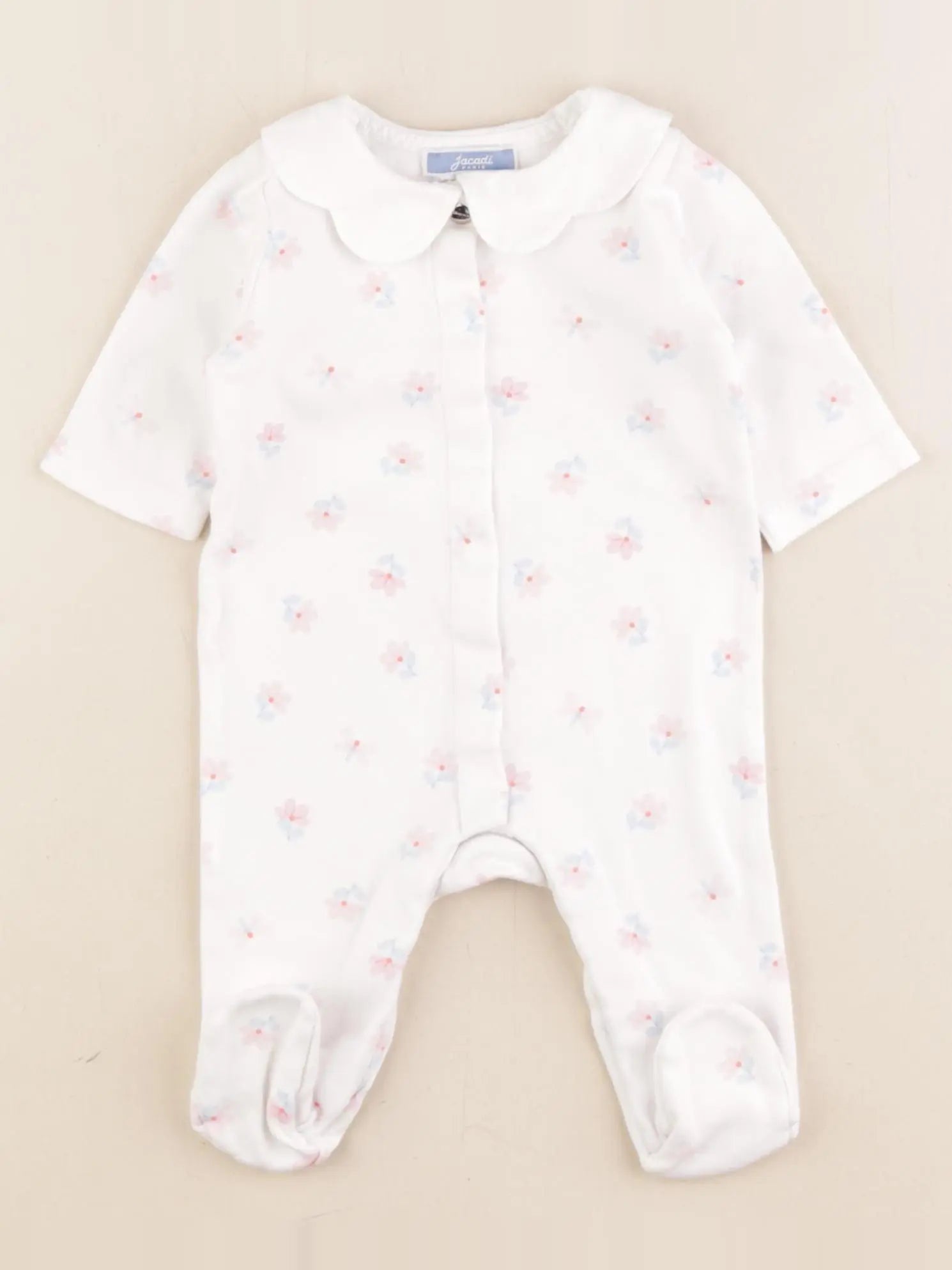Jacadi - pyjama coton blanc, rose - 3 mois