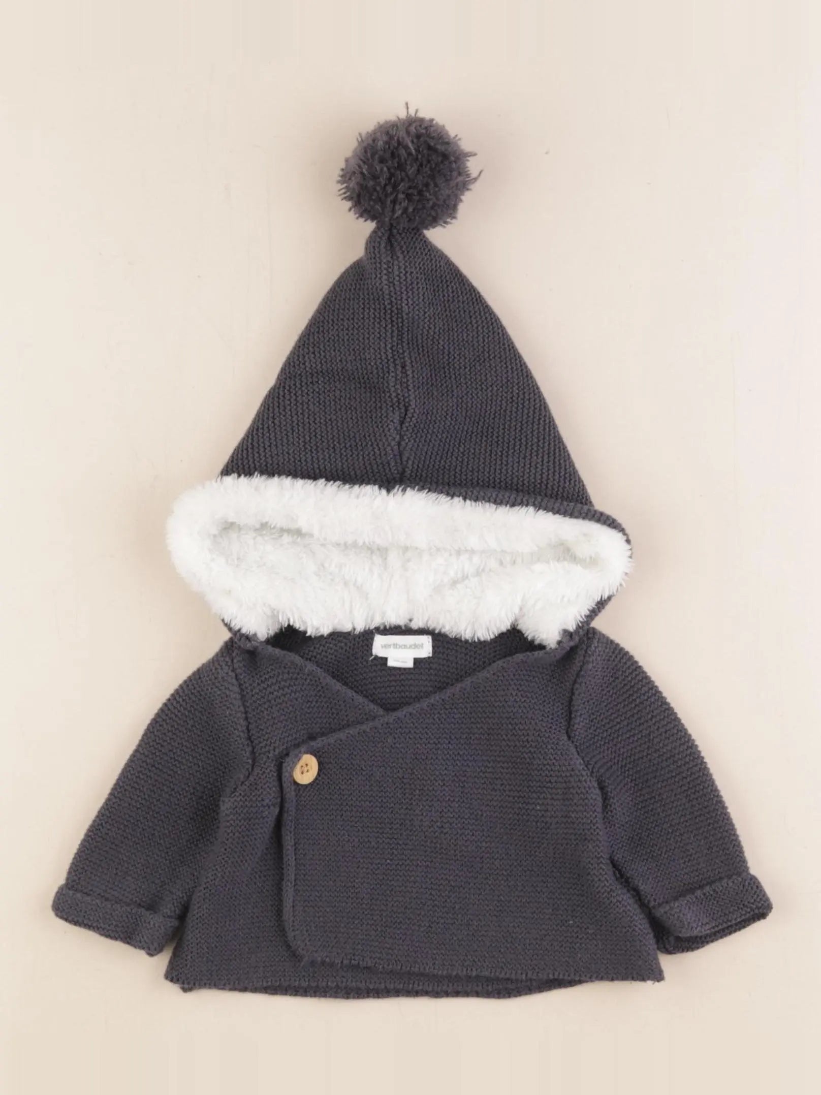 Vertbaudet - gilet taupe - 0 mois