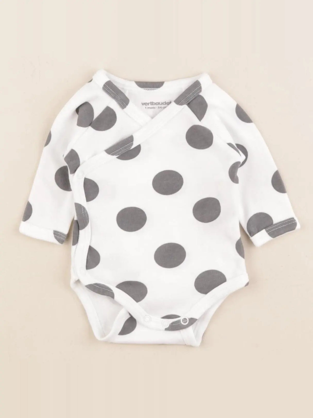 Vertbaudet - body blanc, noir - 1 mois