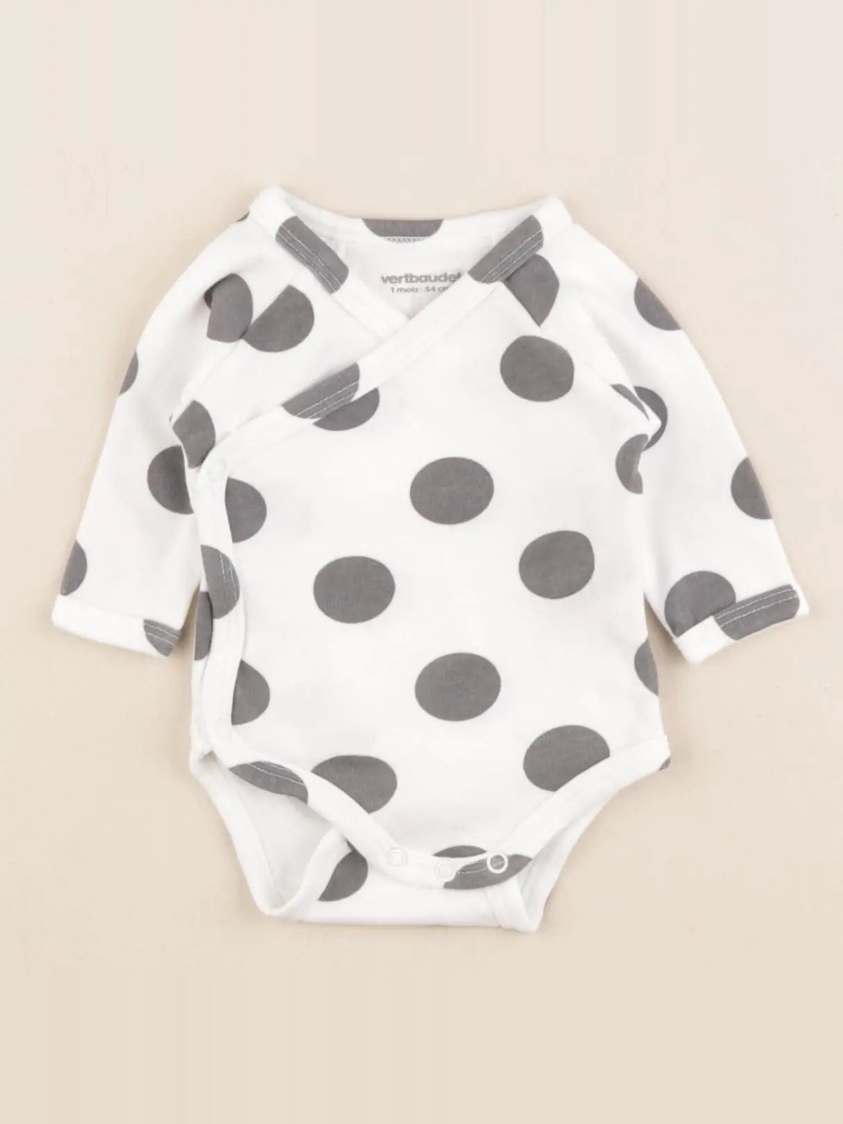 Vertbaudet - body blanc, noir - 1 mois