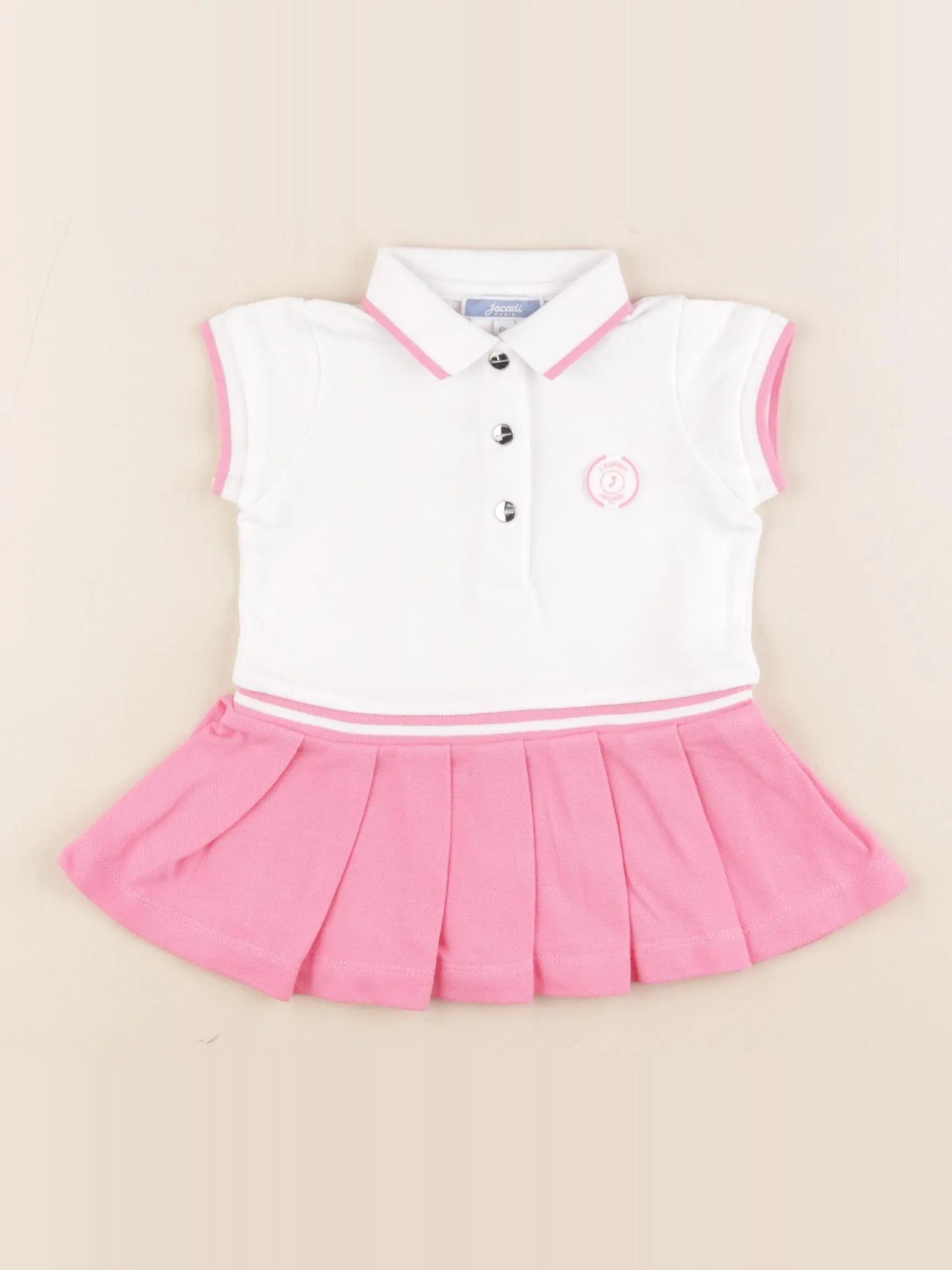 Jacadi - robe blanc, rose - 6 mois
