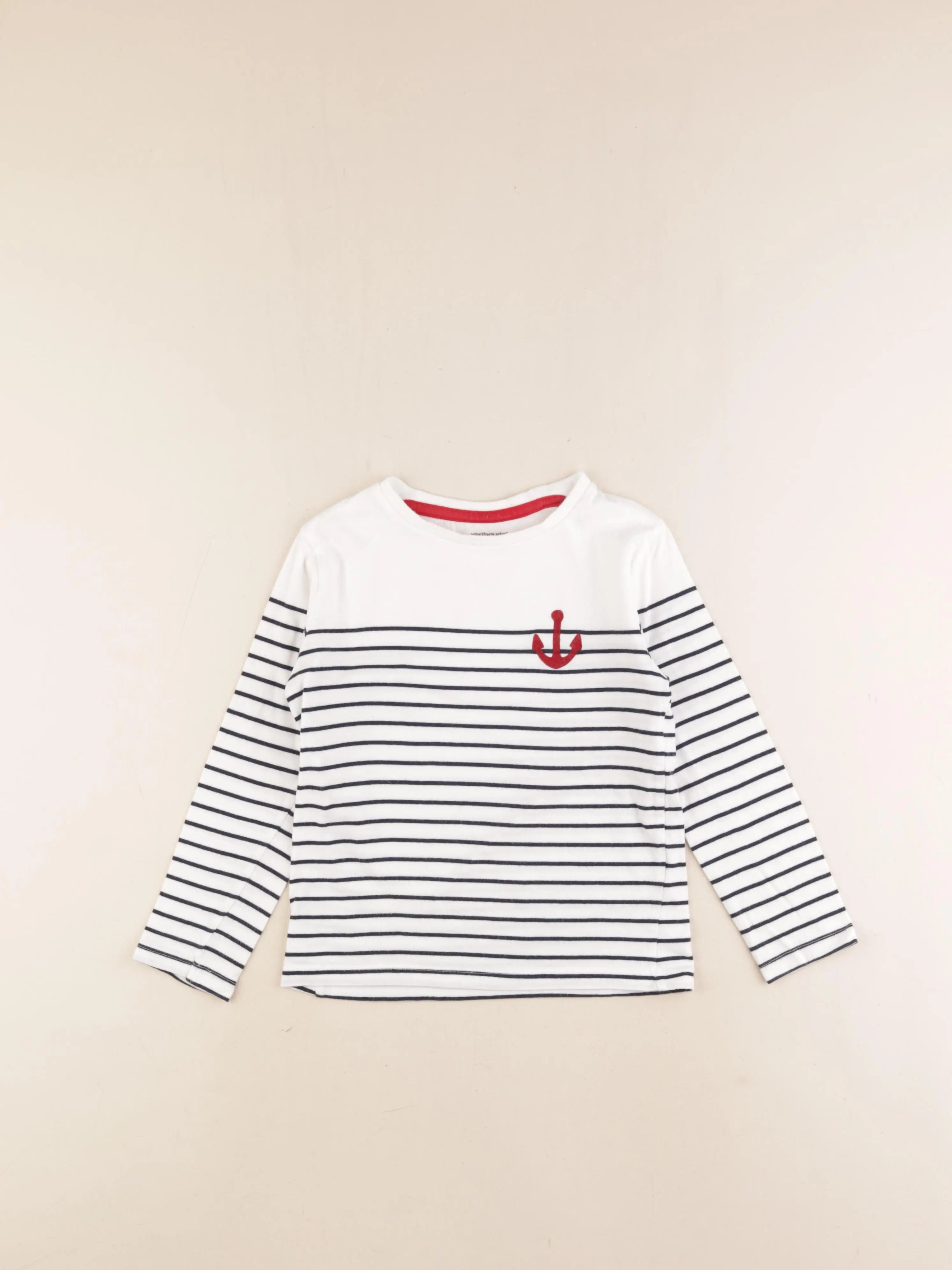 Vertbaudet - tee-shirt blanc, bleu - 6 ans