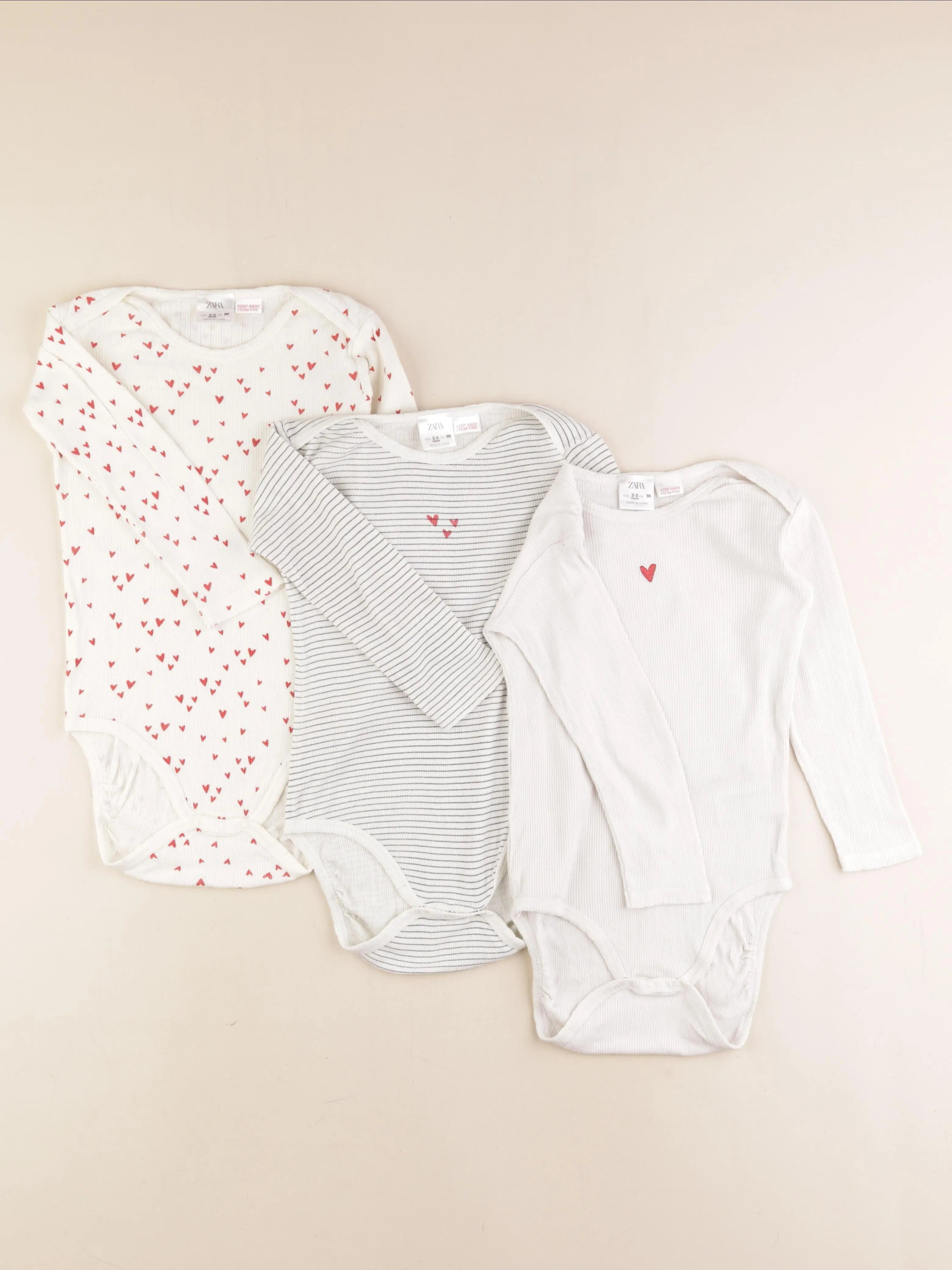 Zara - lot de 3 bodies en coton multicolore - 2/3 ans