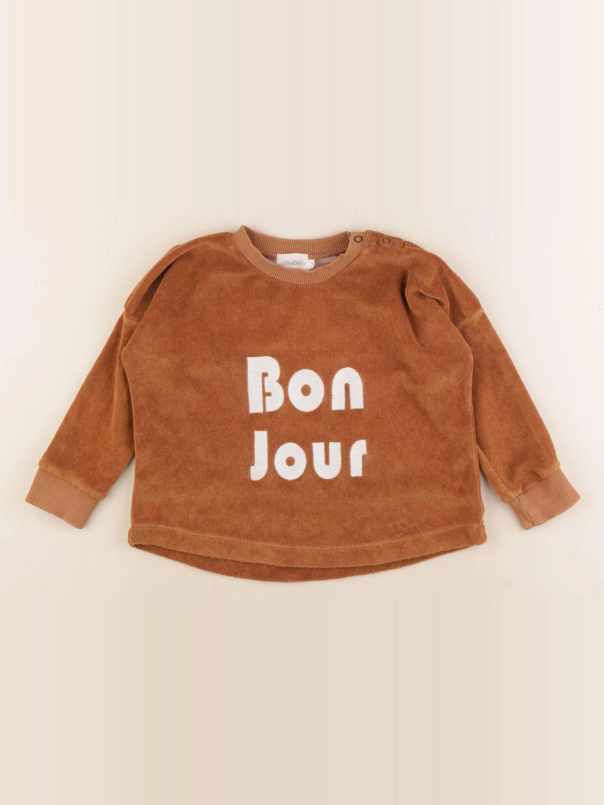 Minabulle - sweat velours marron - 4 ans