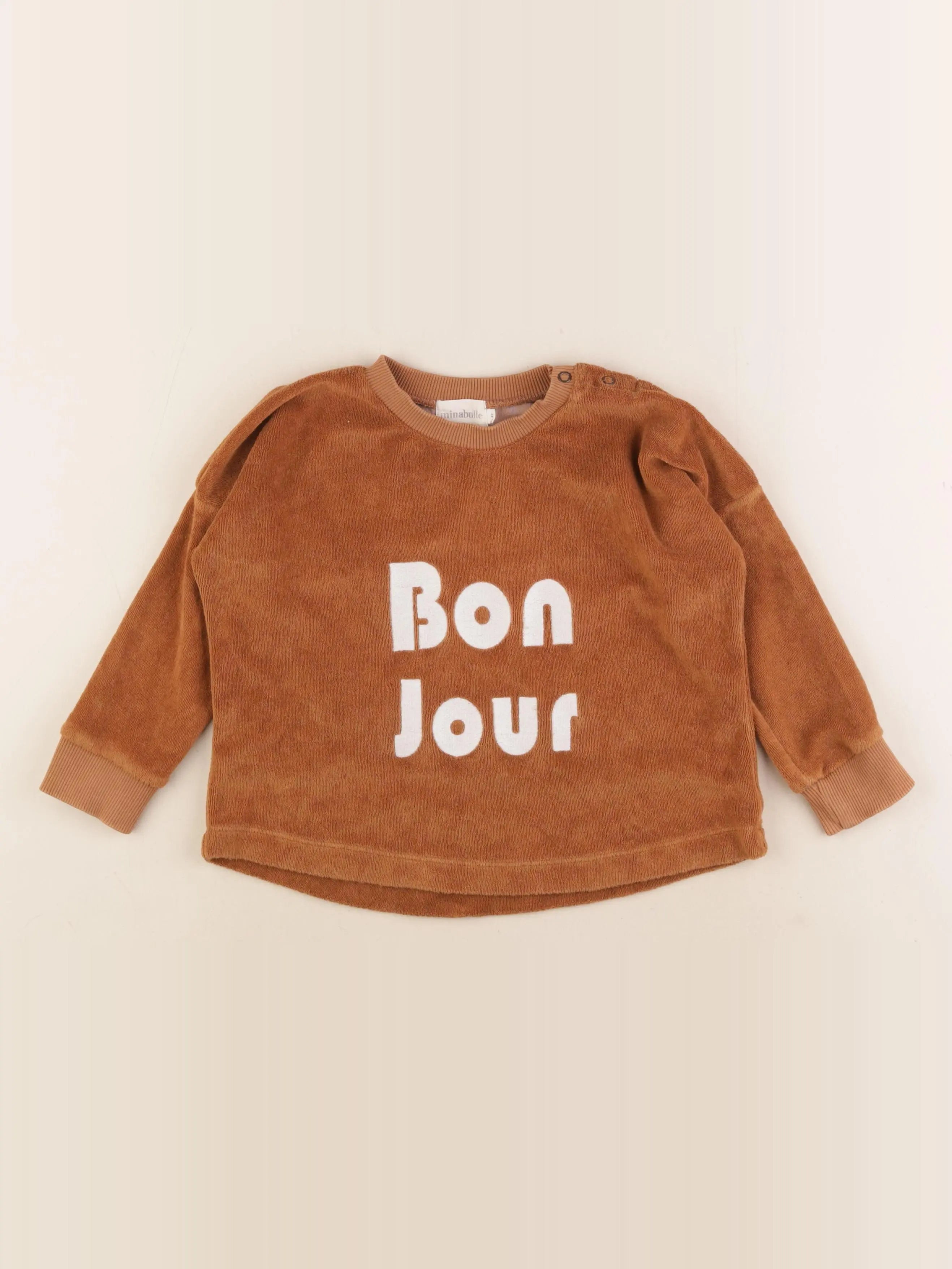 Minabulle - sweat velours marron - 4 ans