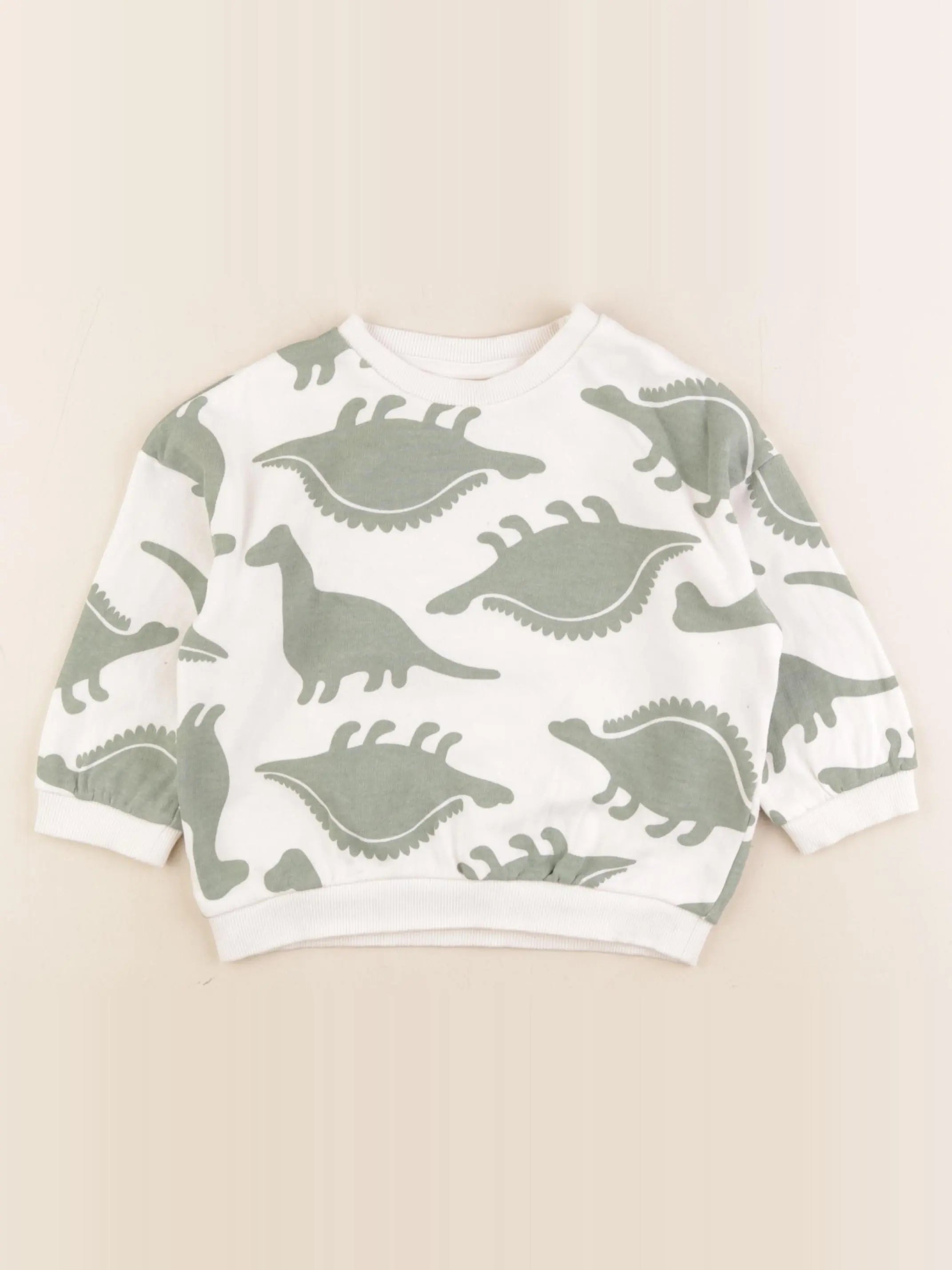 H&M - sweat blanc, vert - 12/18 mois
