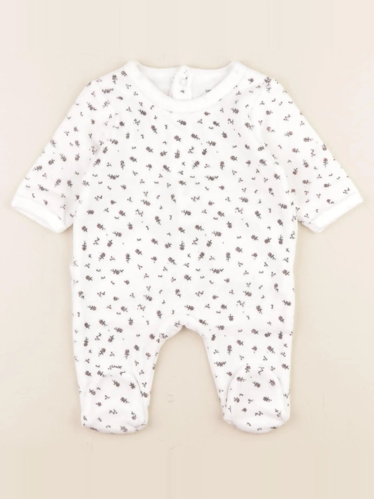 Vertbaudet - pyjama velours blanc - 1 mois