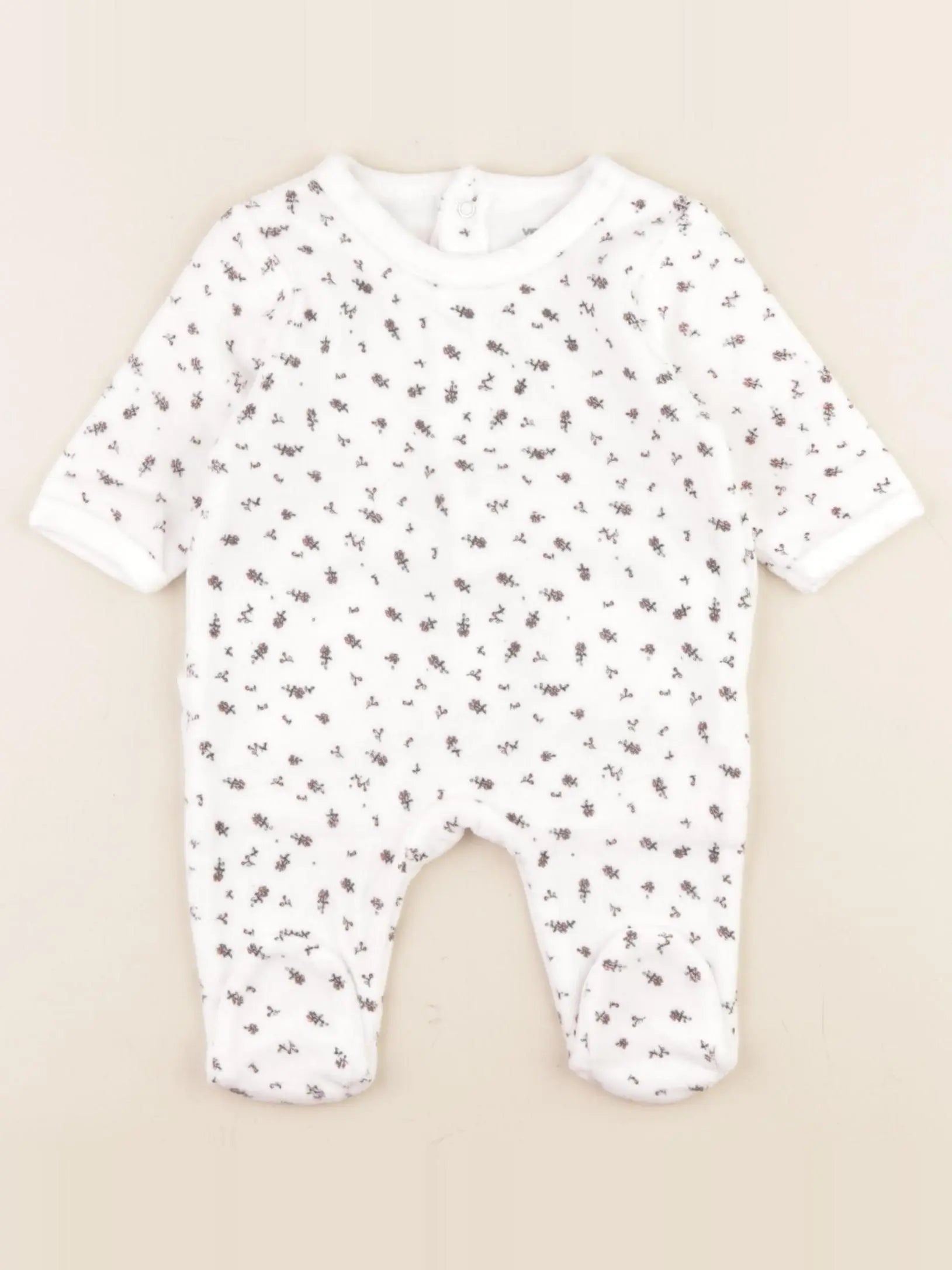 Vertbaudet - pyjama velours blanc - 1 mois