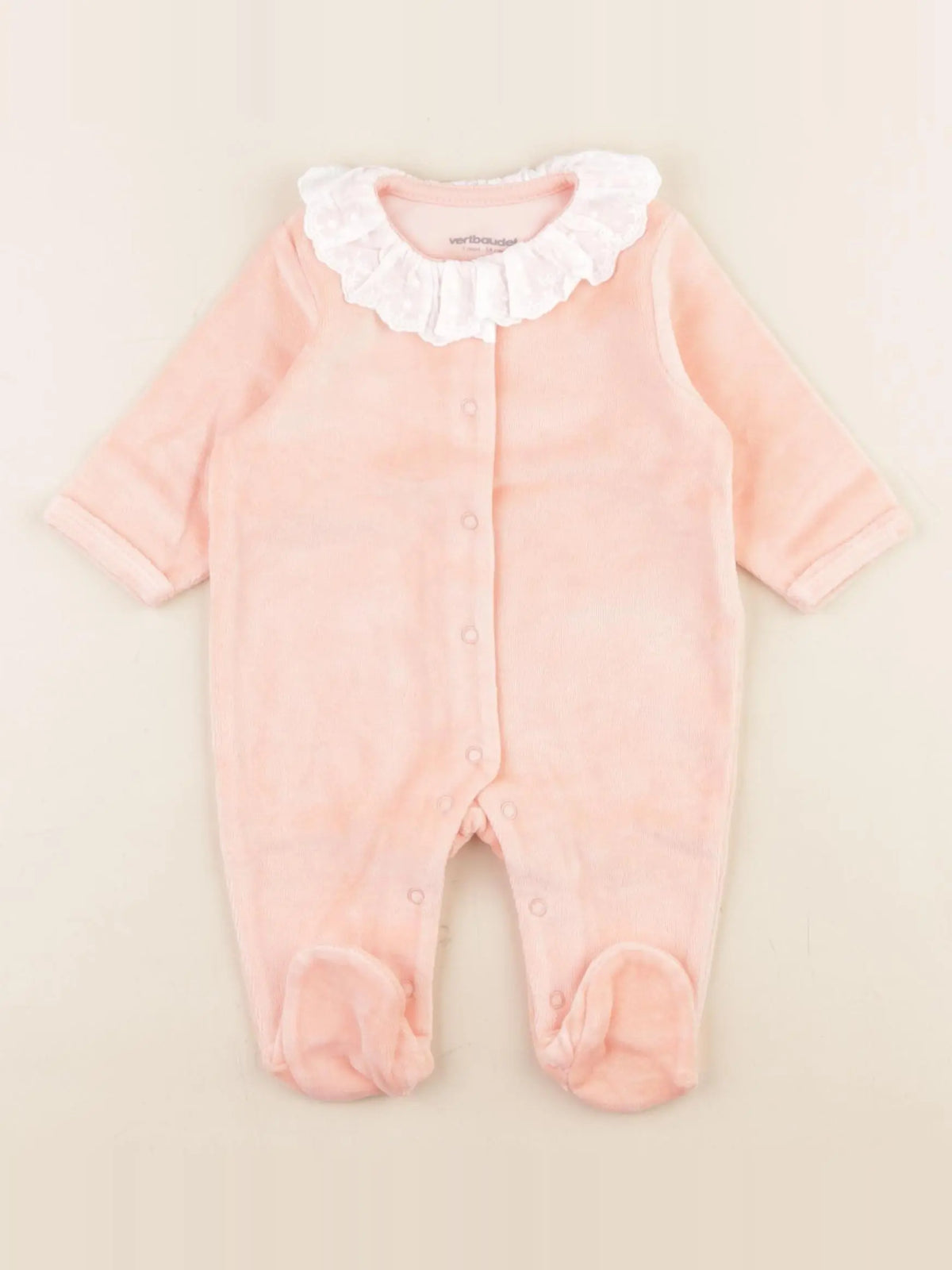 Vertbaudet - pyjama velours rose - 1 mois