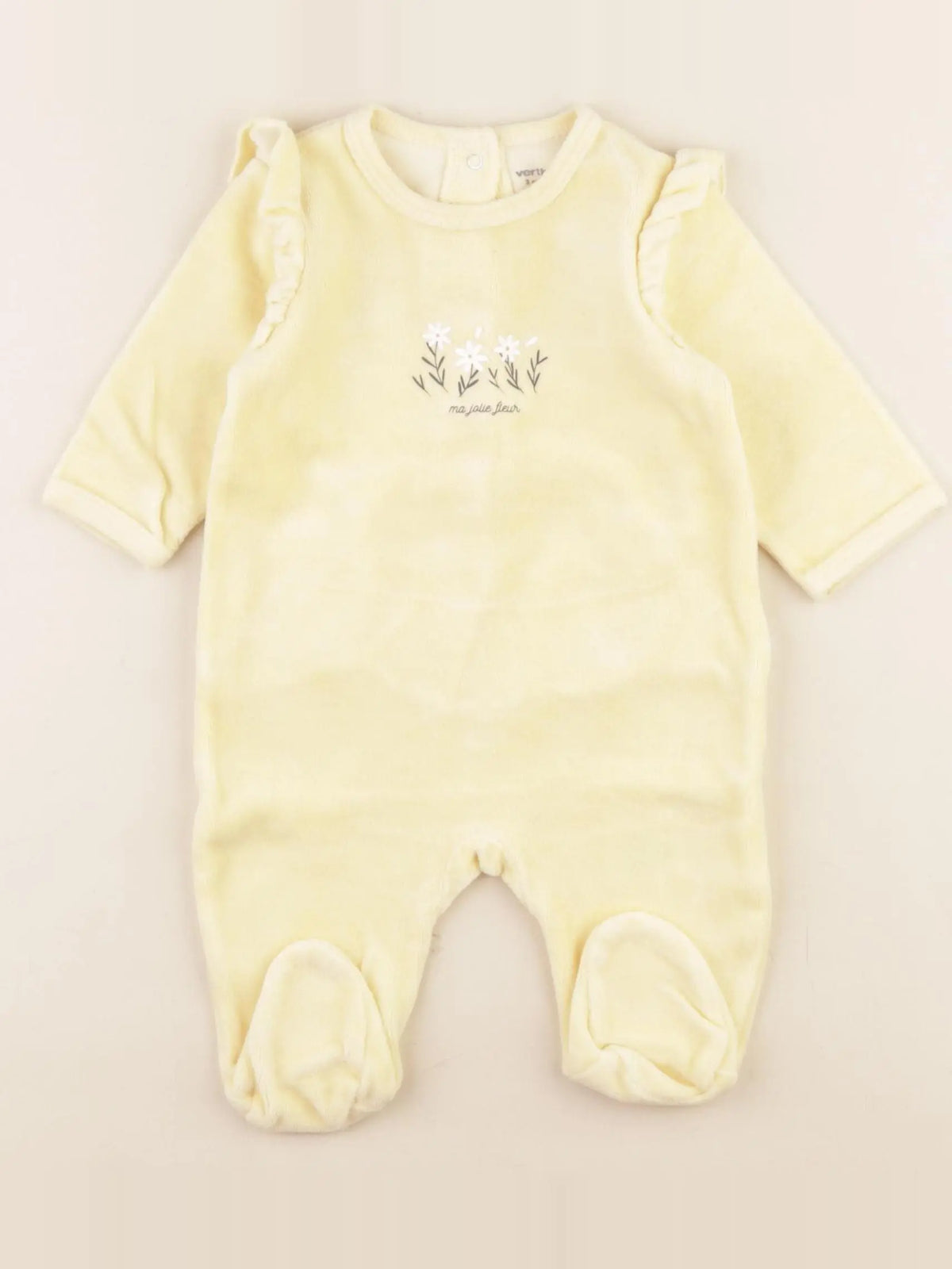 Vertbaudet - pyjama velours jaune - 3 mois