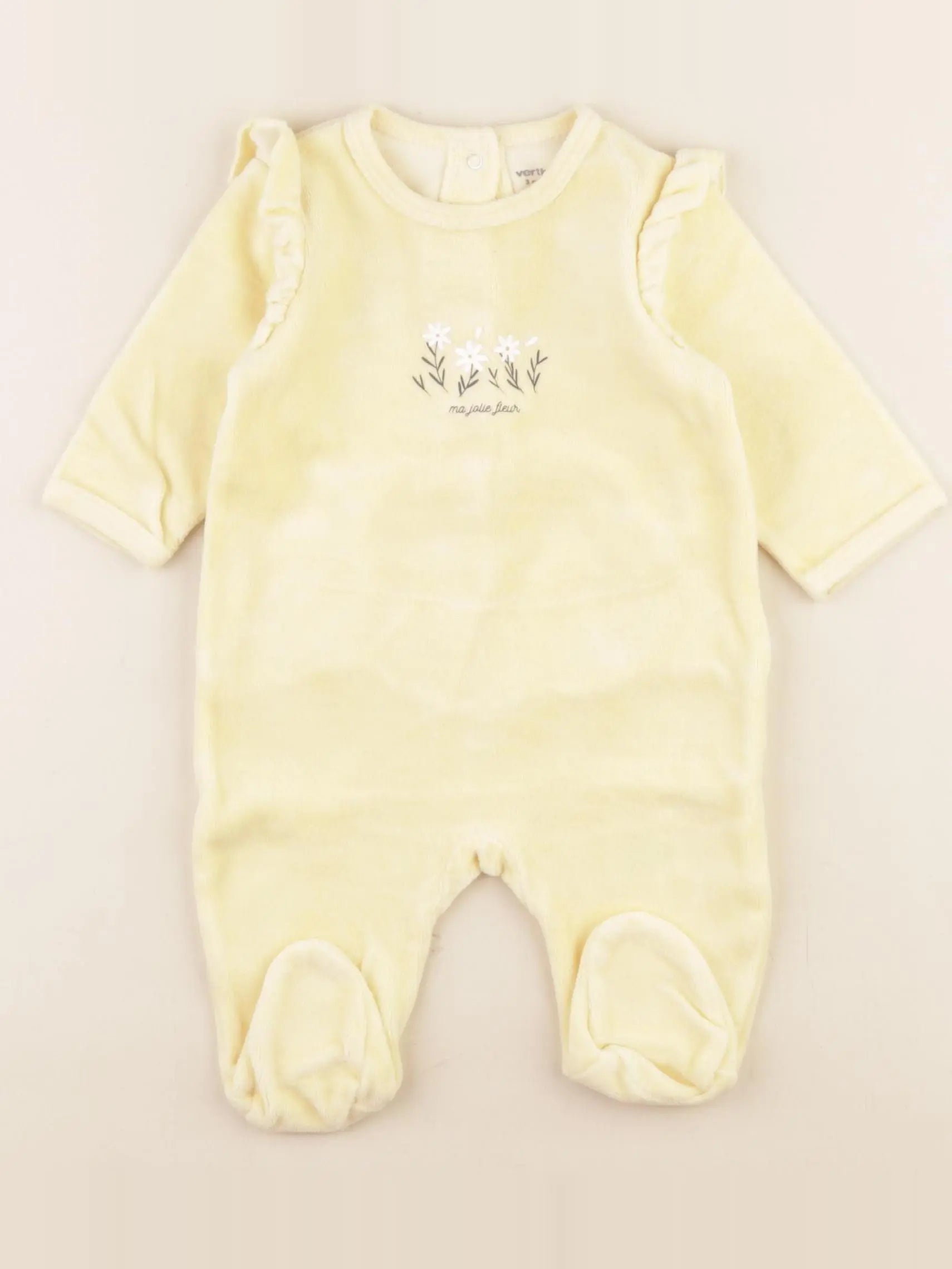 Vertbaudet - pyjama velours jaune - 3 mois