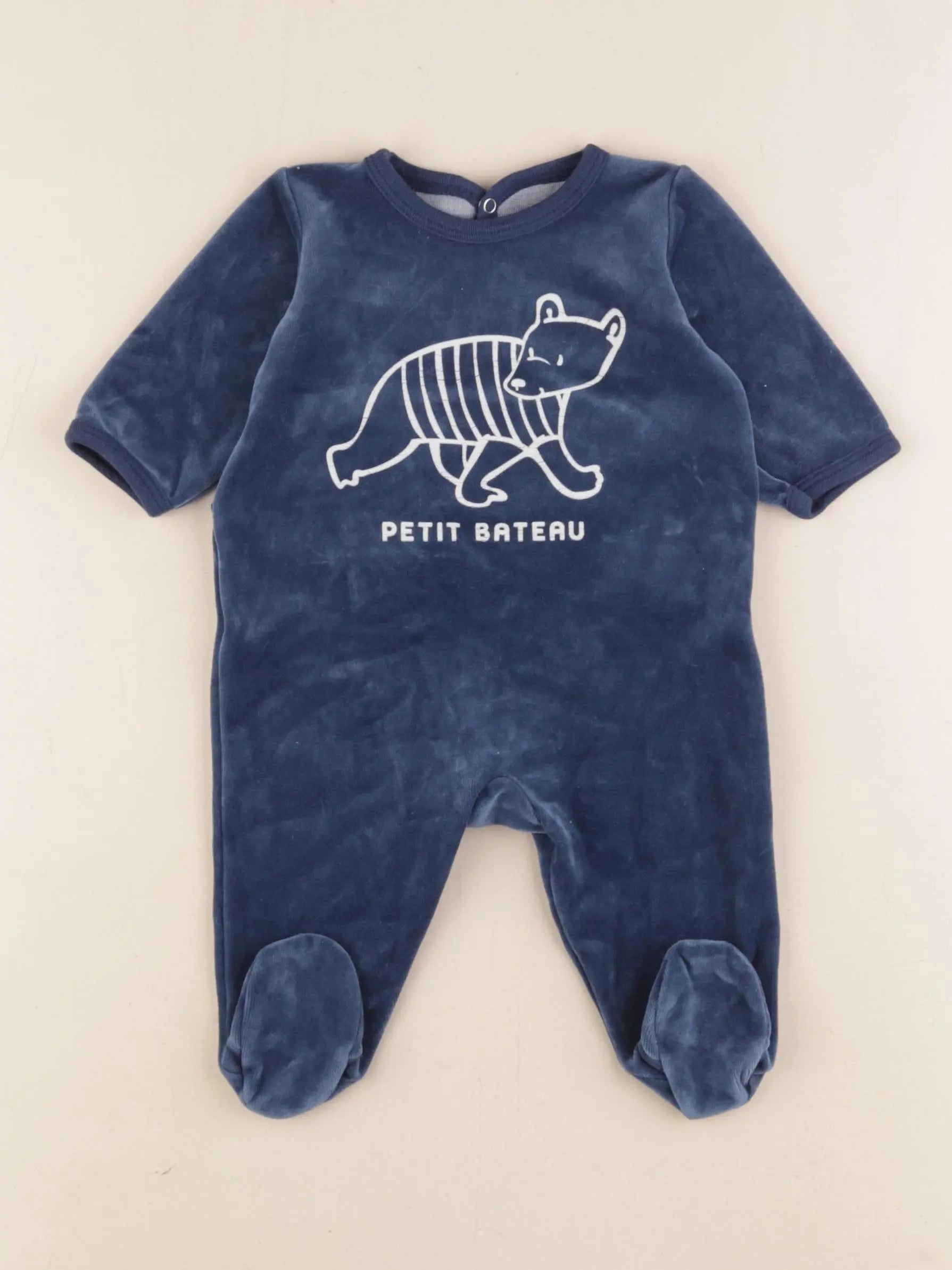 Petit Bateau - pyjama velours bleu - 3 mois