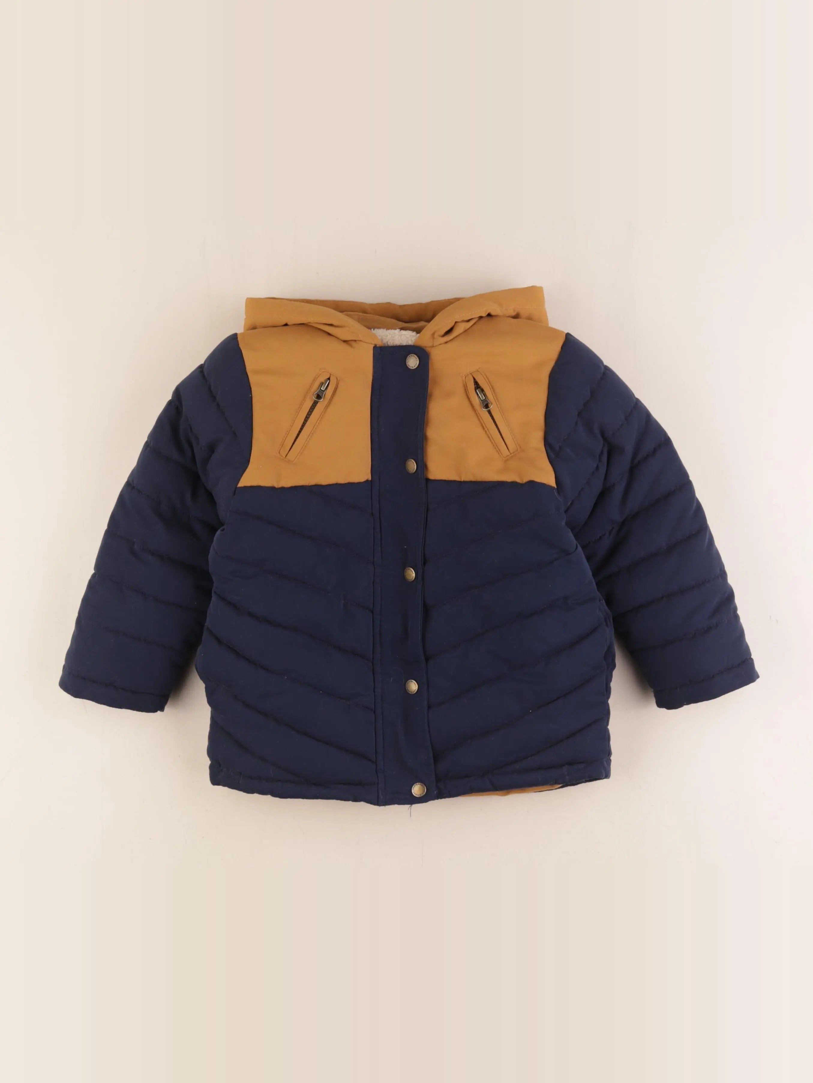 Vertbaudet - manteau doublure amovible marron, bleu - 3 ans