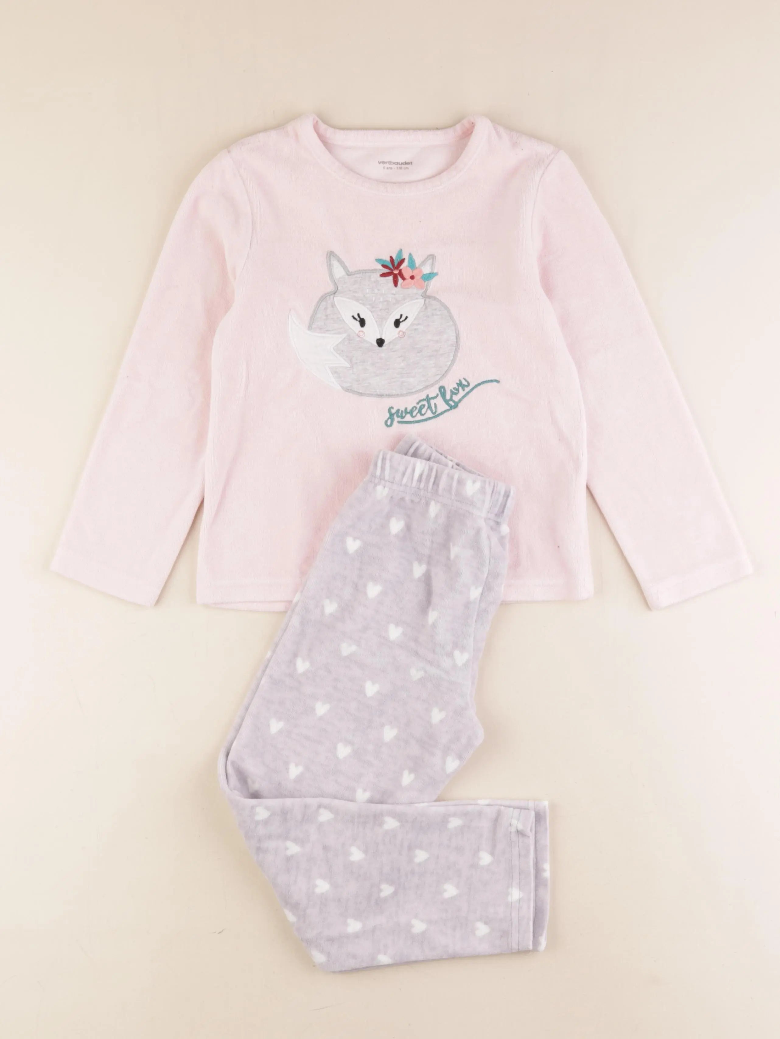 Vertbaudet - pyjama velours multicolore - 6 ans