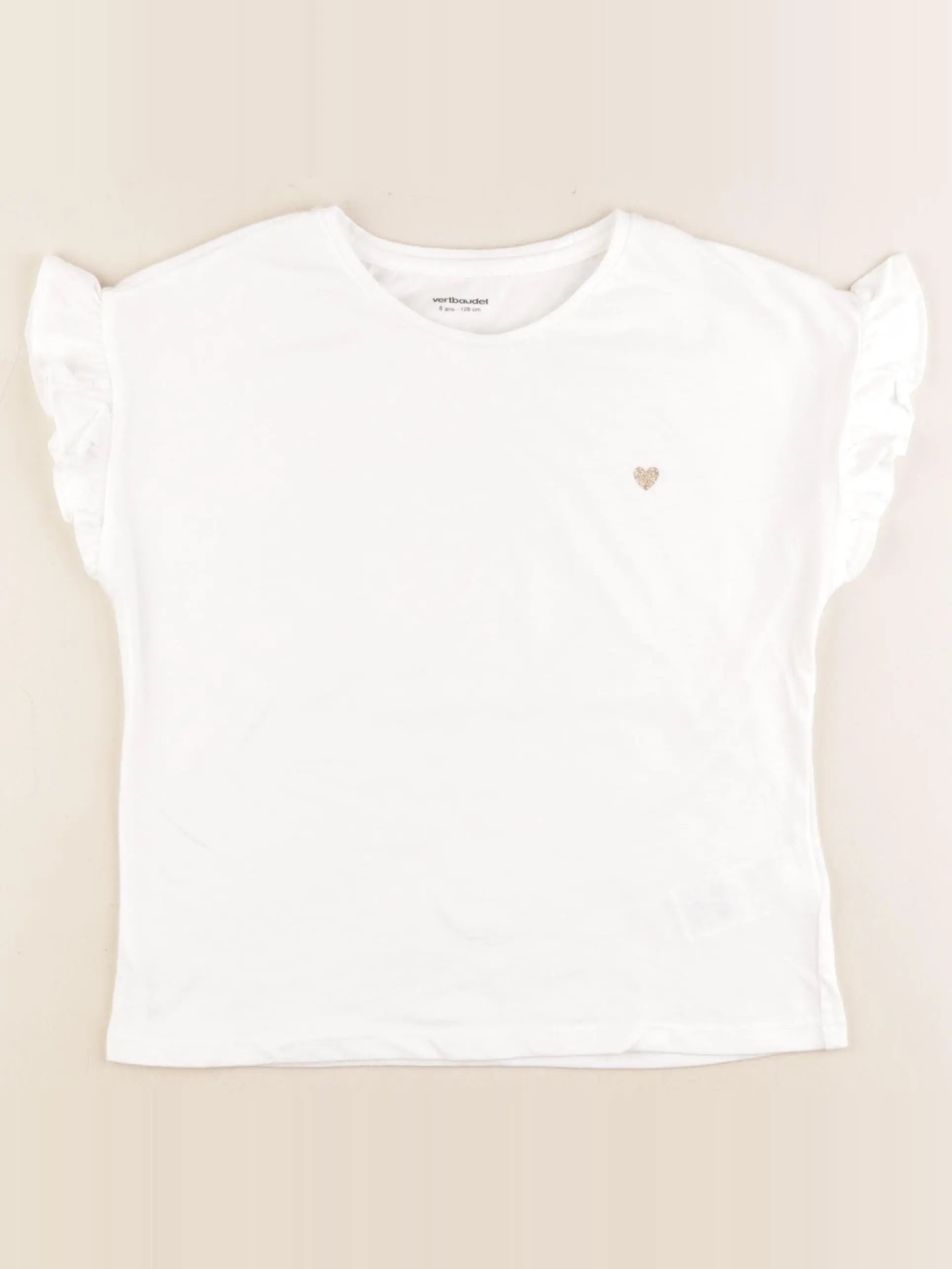 Vertbaudet - tee-shirt blanc - 8 ans