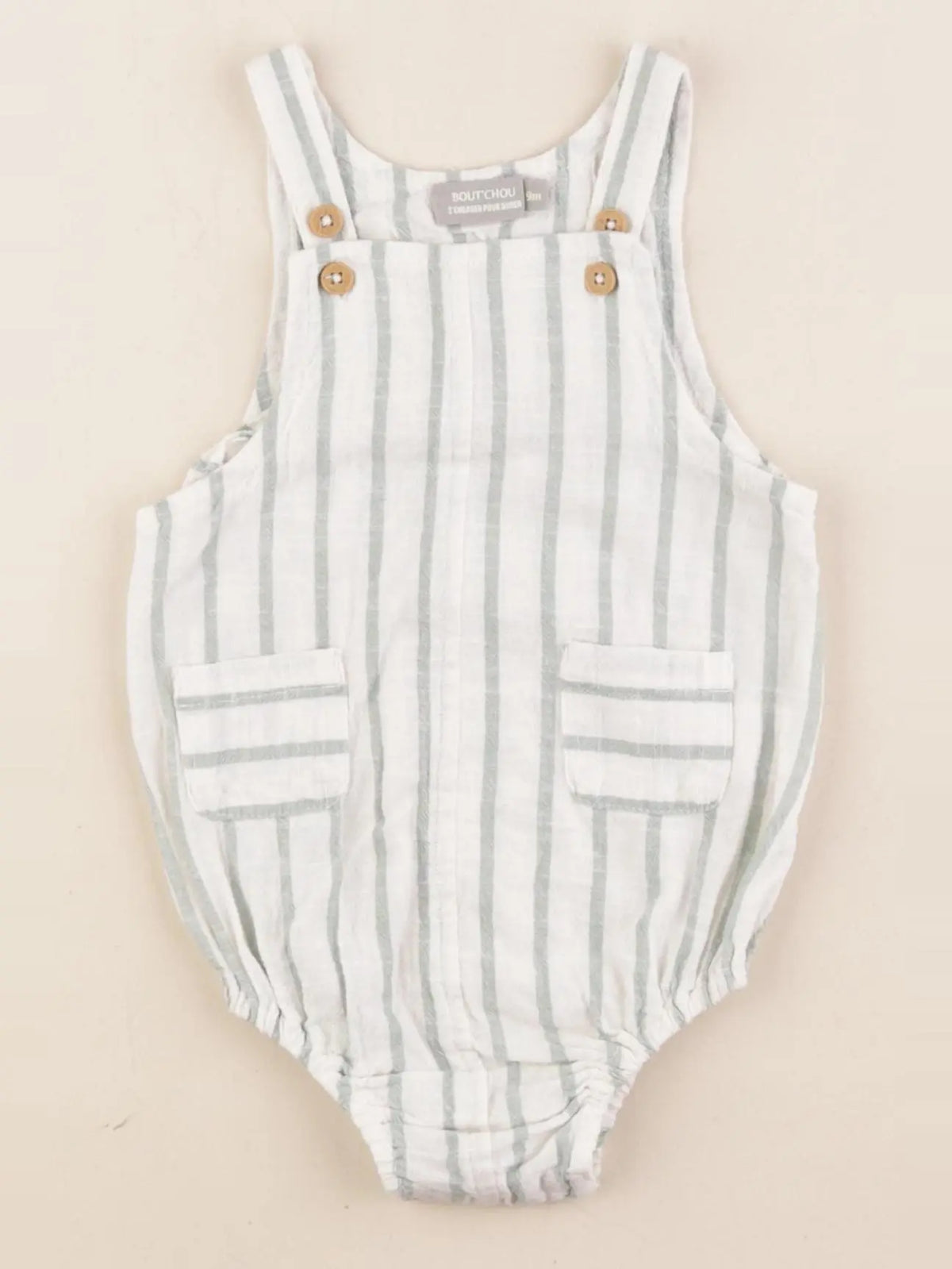 Boutchou - combinaison blanc, vert - 9 mois