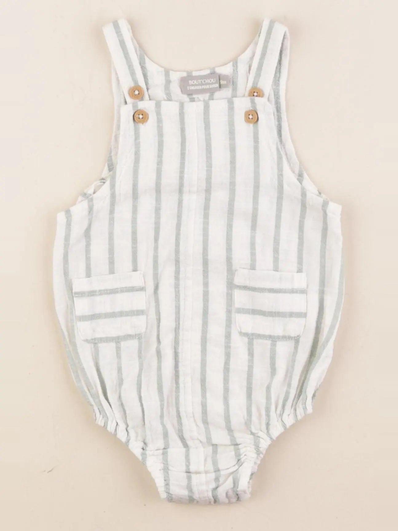Boutchou - combinaison blanc, vert - 9 mois