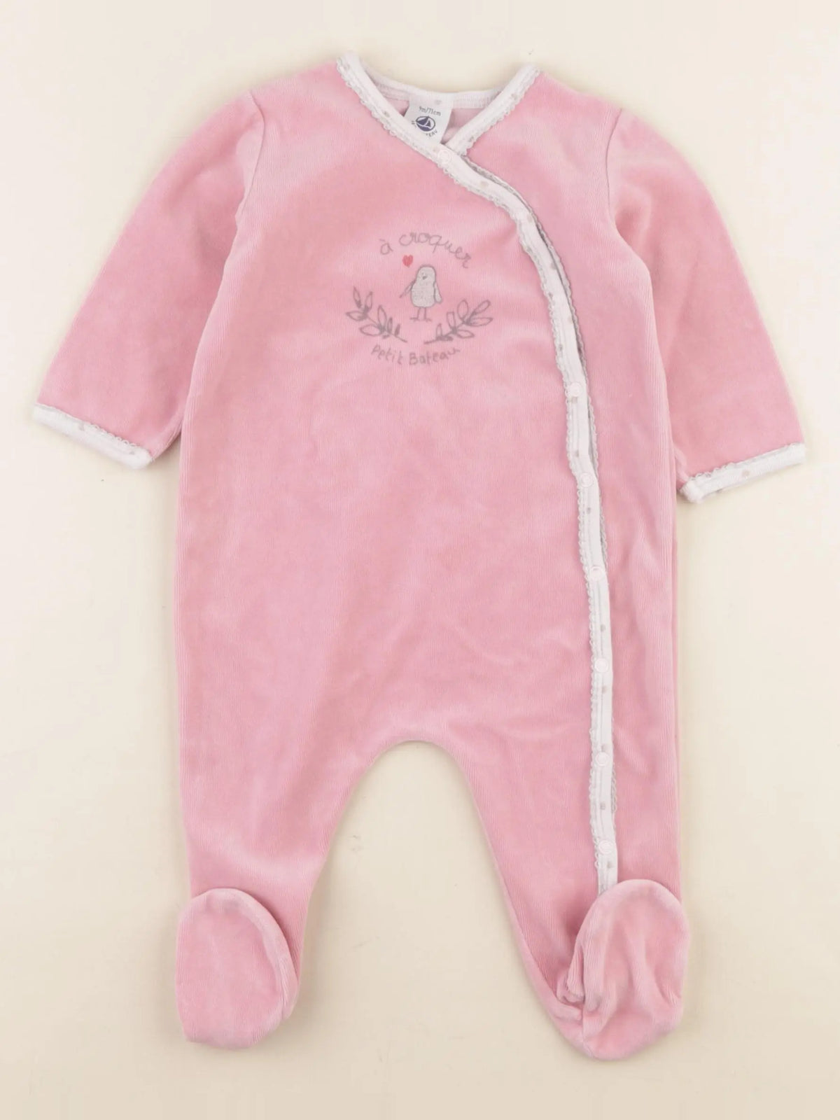 Petit Bateau - pyjama velours rose - 9 mois