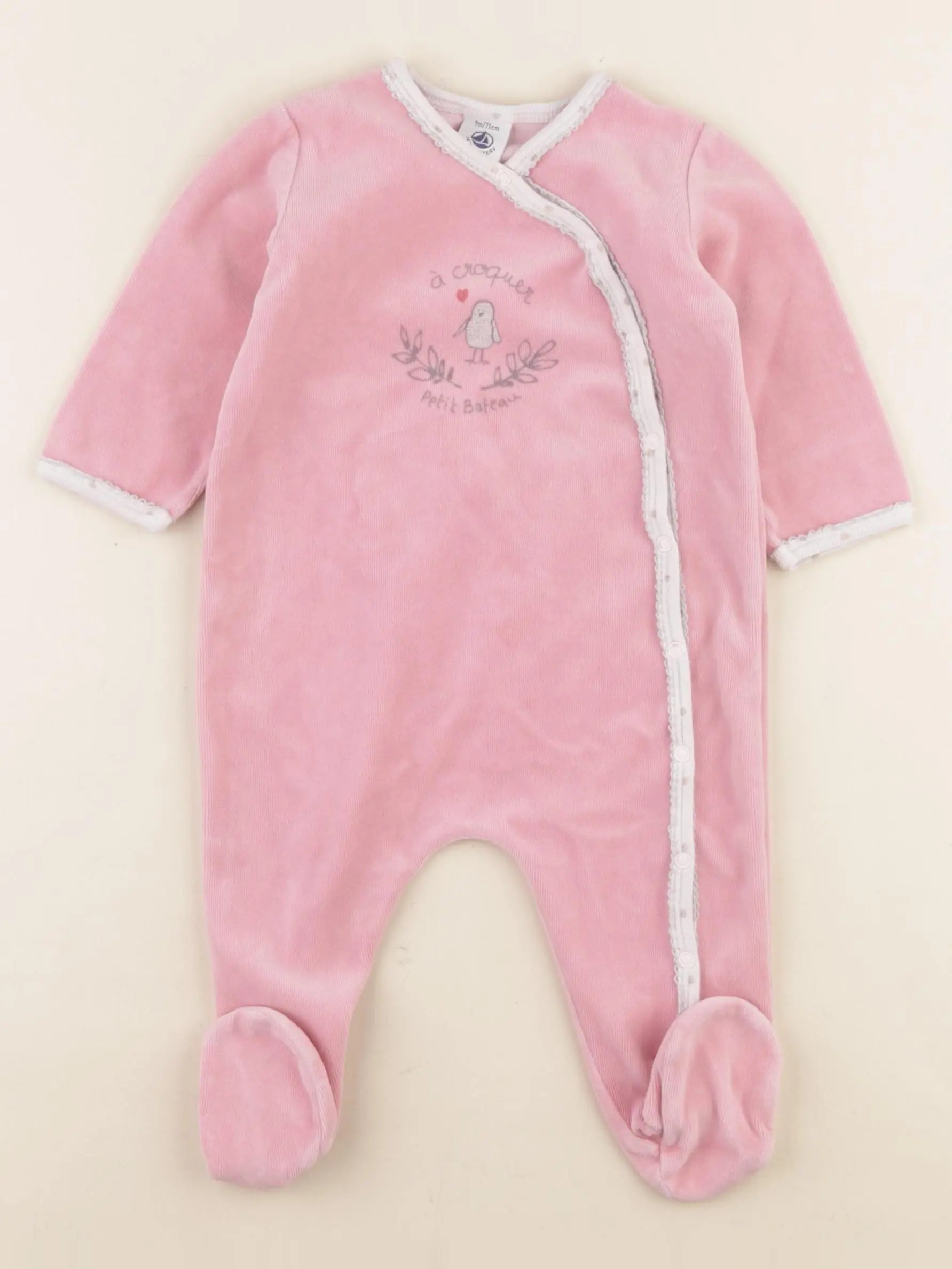 Petit Bateau - pyjama velours rose - 9 mois