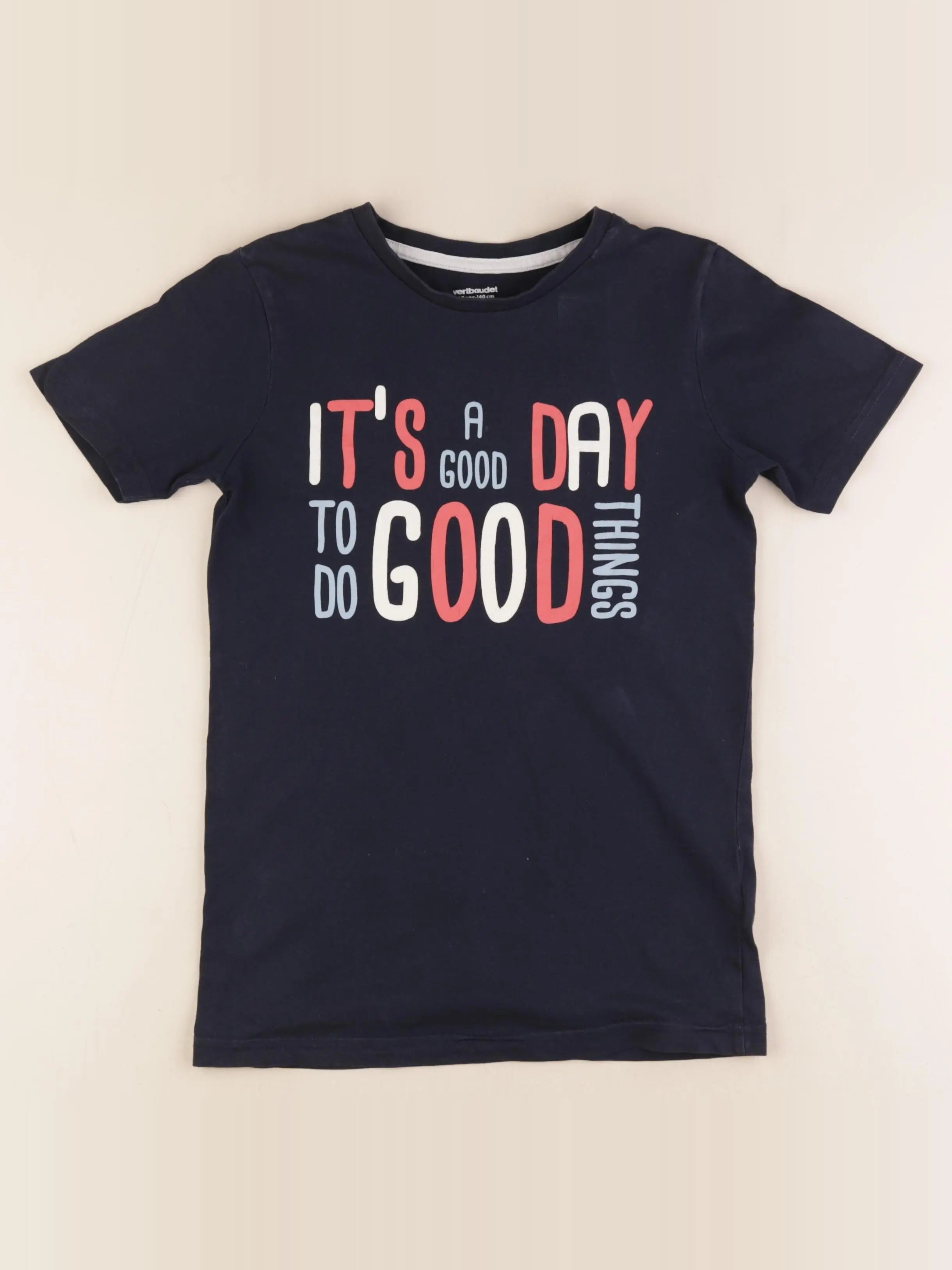 Vertbaudet - tee-shirt bleu - 10 ans