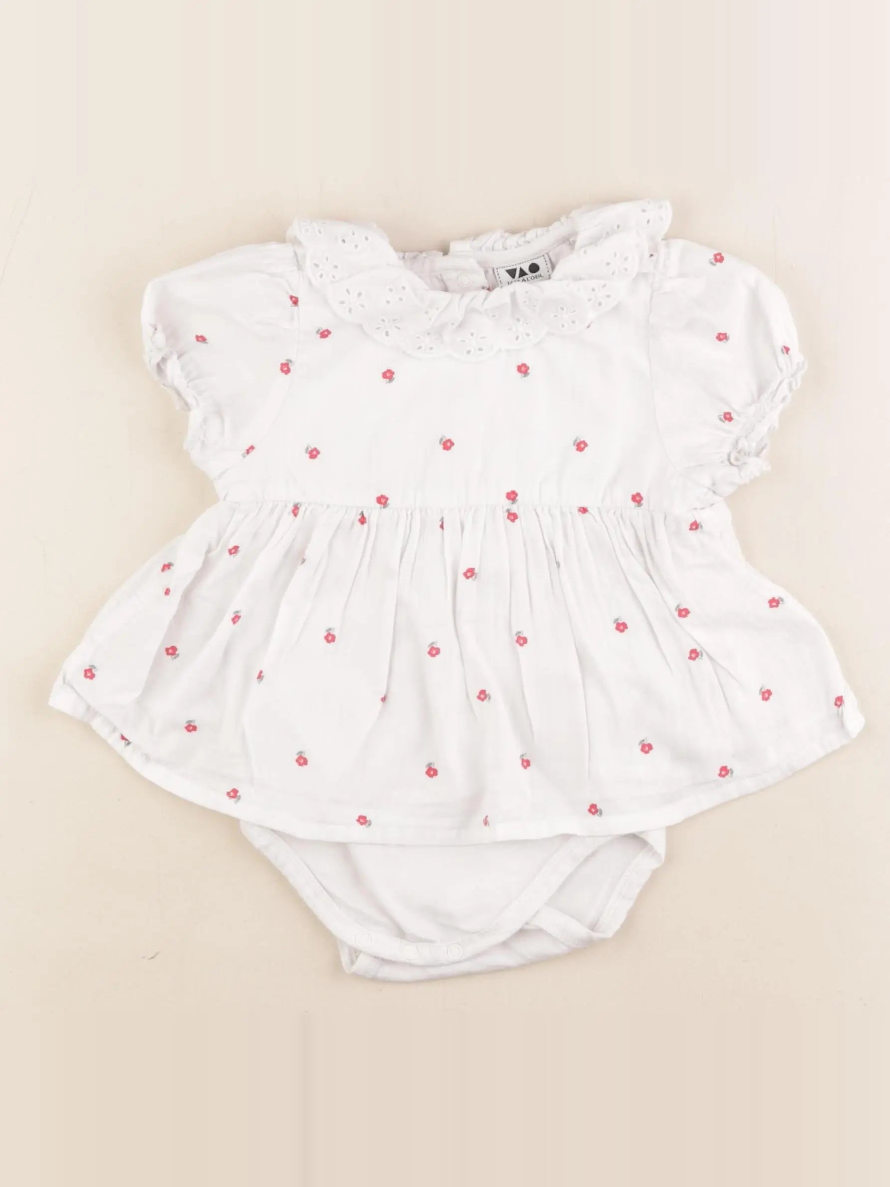 Tape à l'oeil - body robe blanc - 12 mois