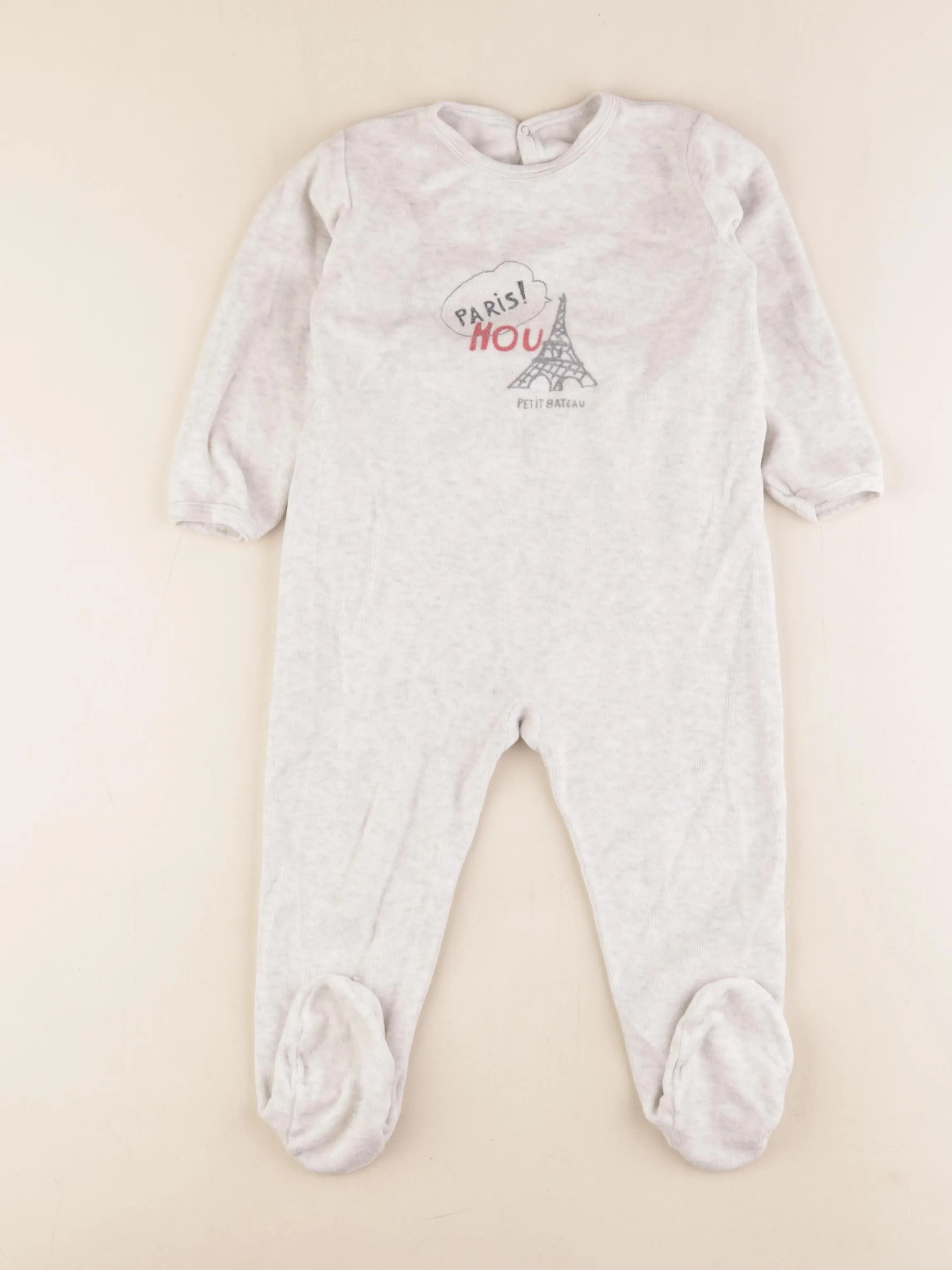 Petit Bateau - pyjama velours gris - 24 mois