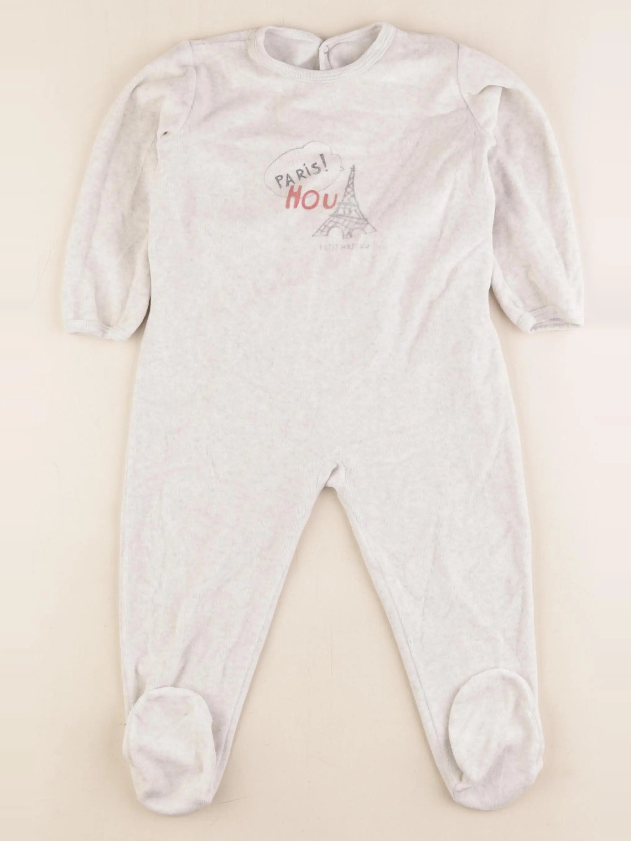 Petit Bateau - pyjama velours gris - 24 mois