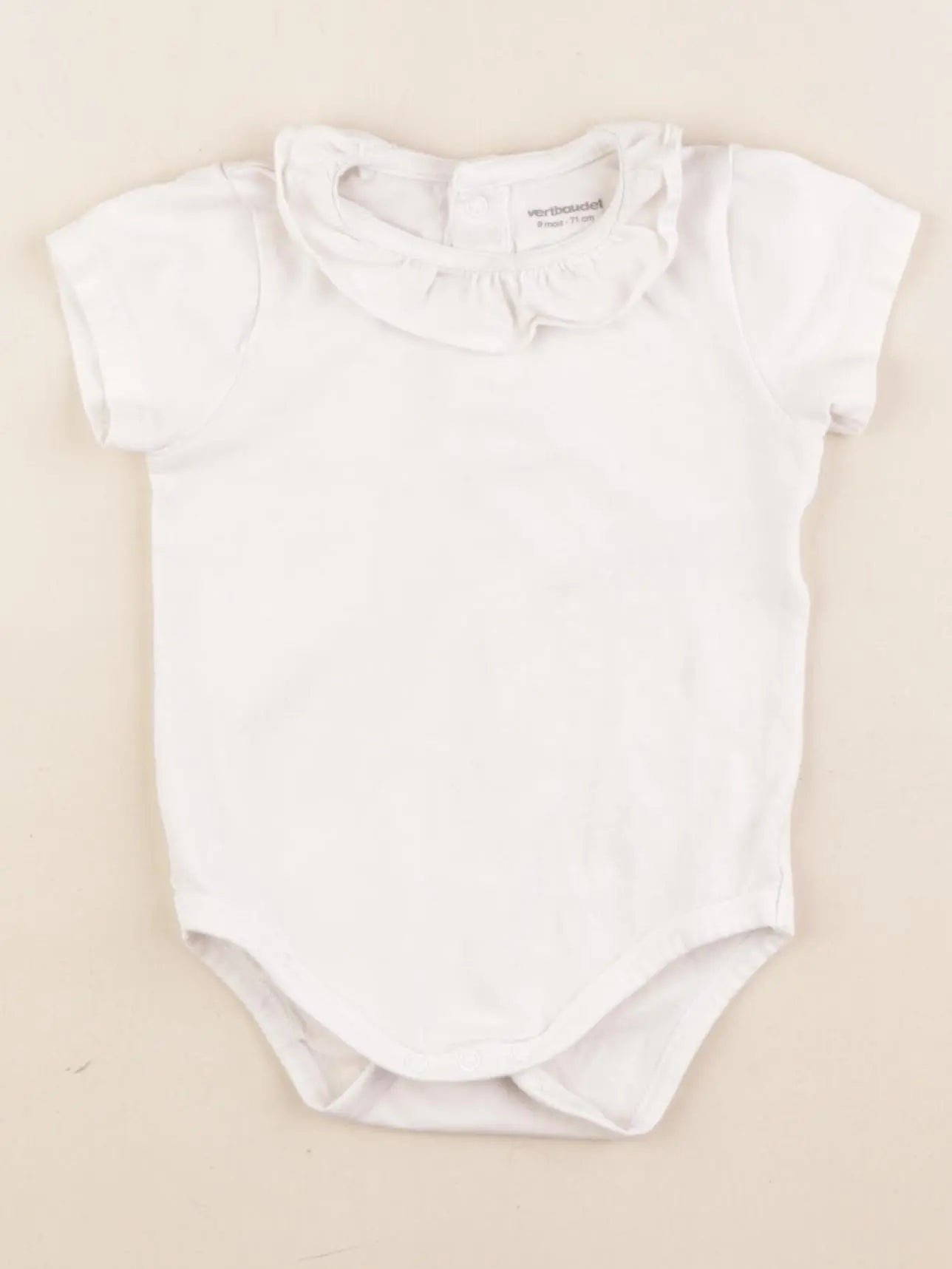 Vertbaudet - body à col beige - 9 mois