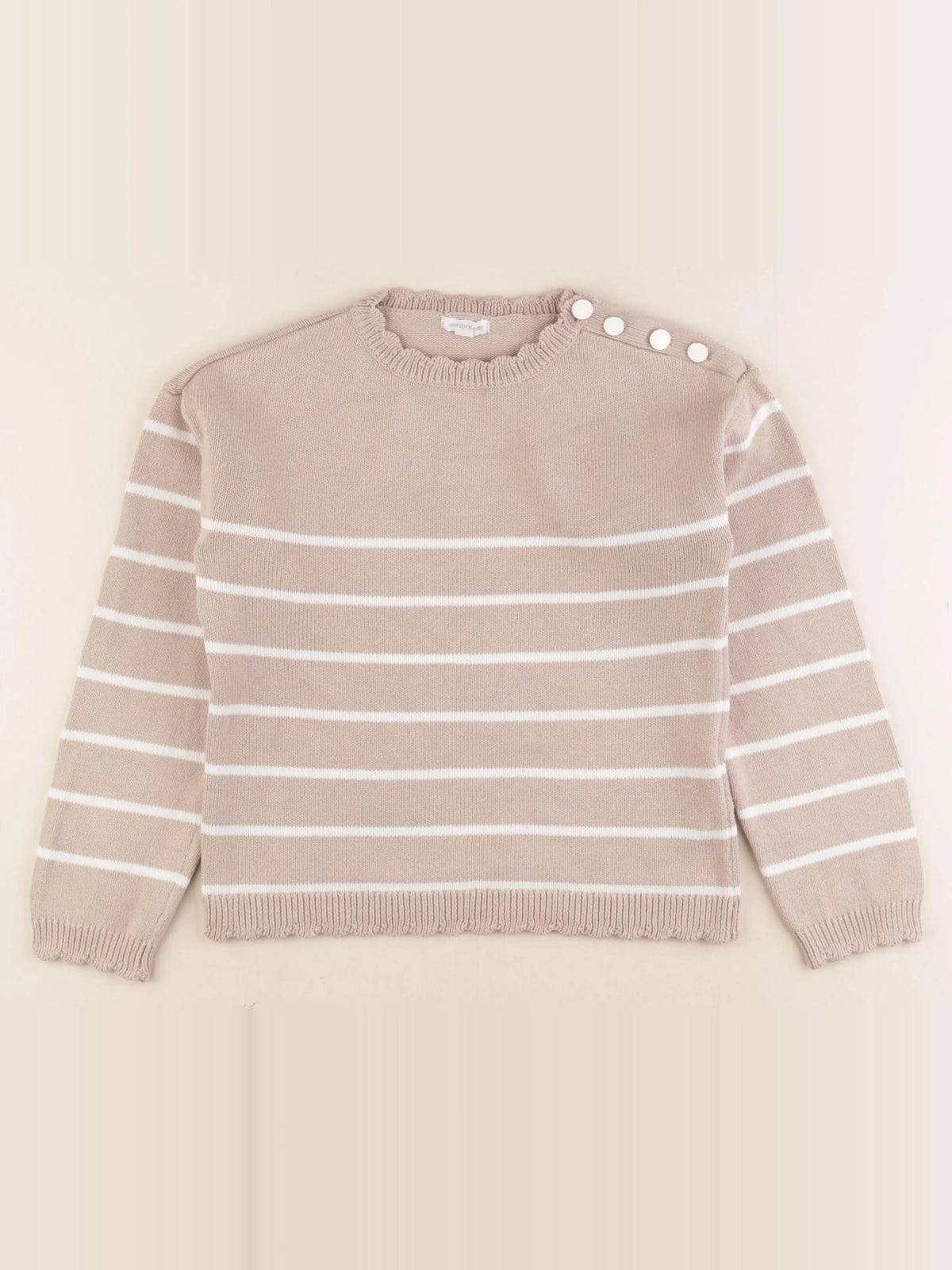 Vertbaudet - pull beige - 8 ans