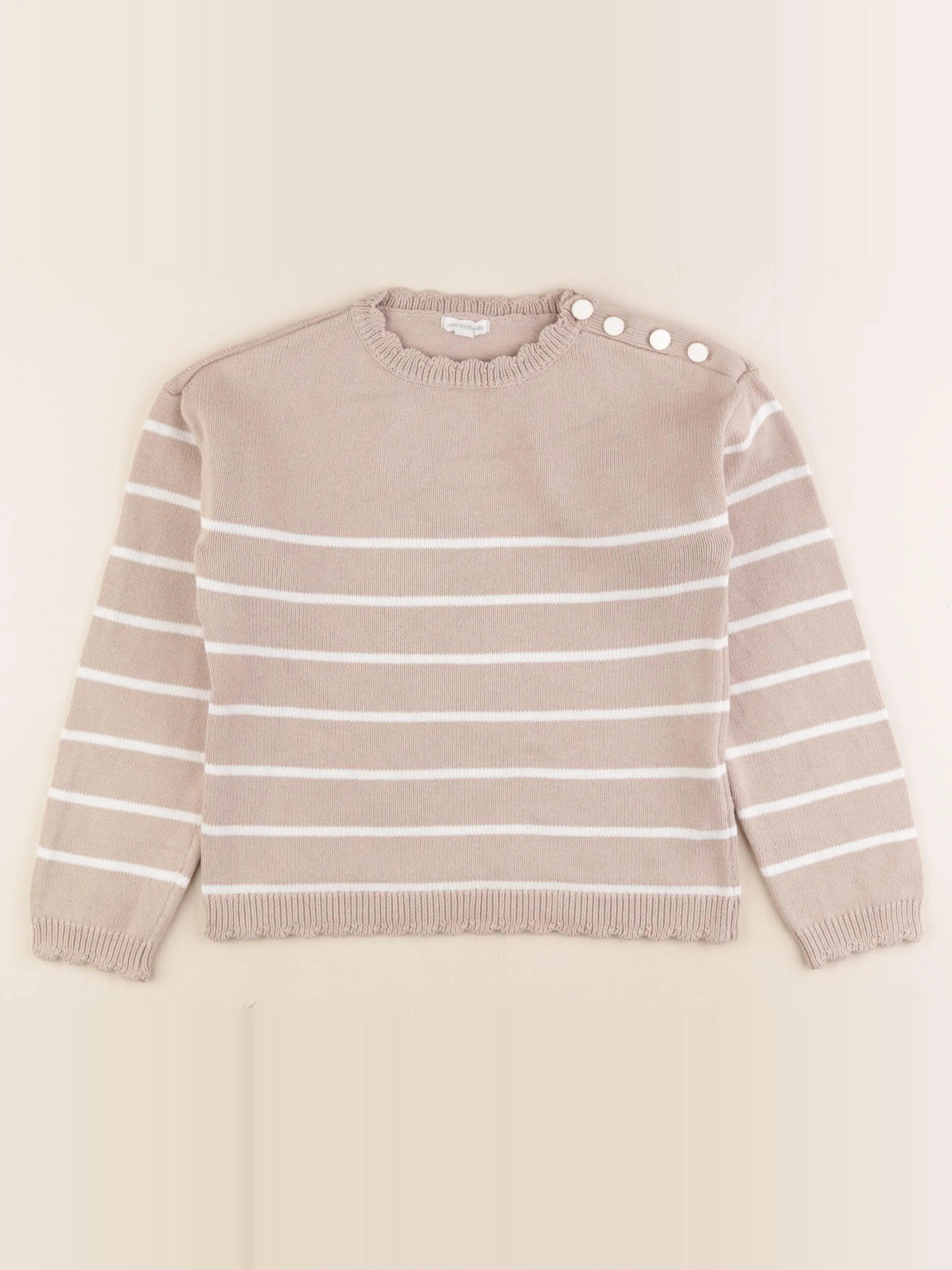 Vertbaudet - pull beige - 8 ans