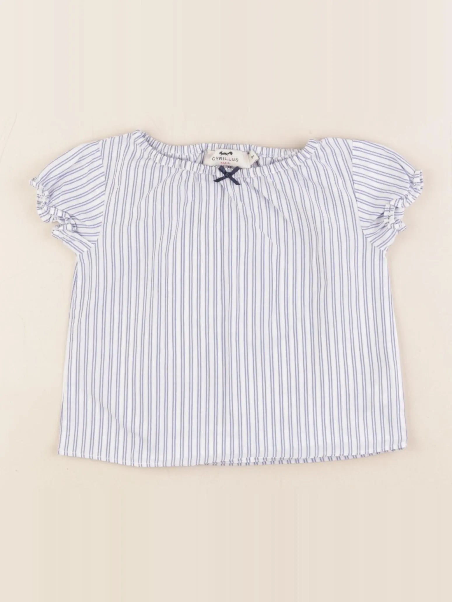 Cyrillus - blouse bleu, blanc - 9 mois